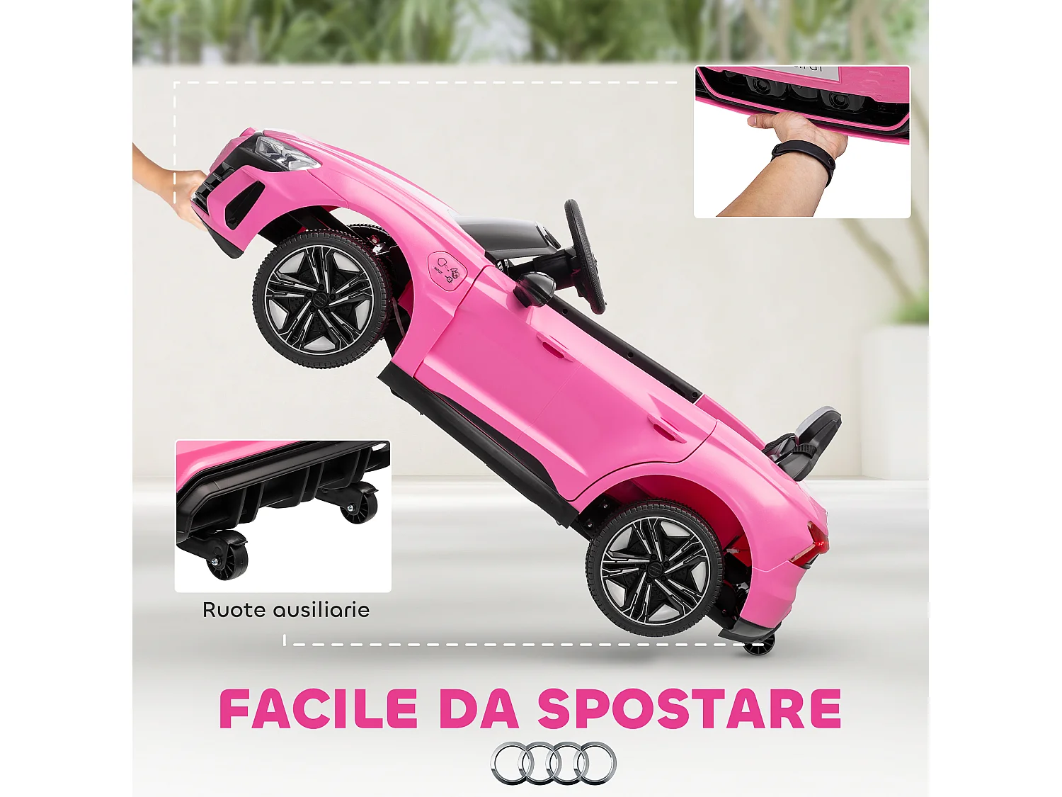 Macchina elettrica per bambini 3-5 anni con telecomando rosa