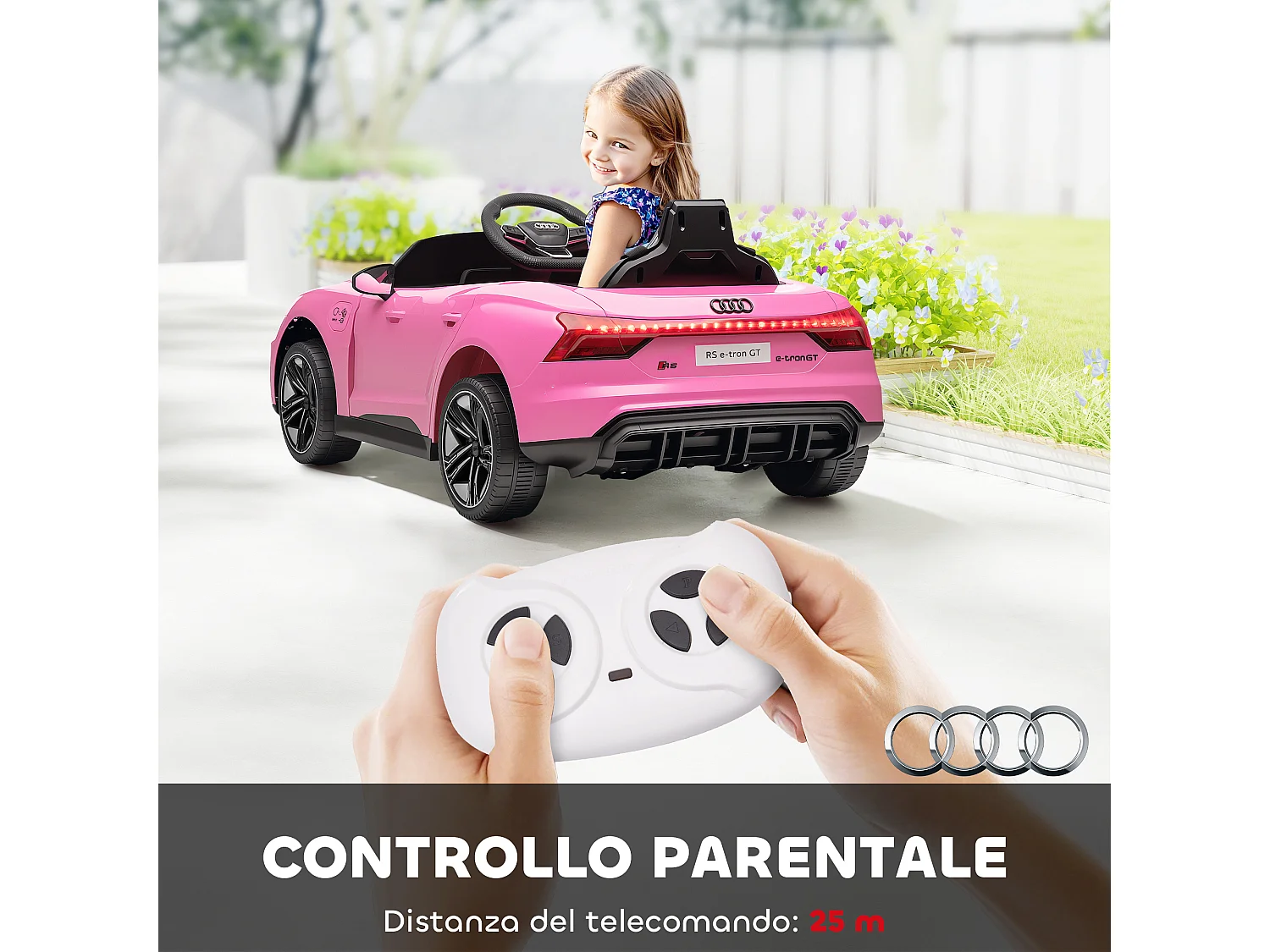 Macchina elettrica per bambini 3-5 anni con telecomando rosa