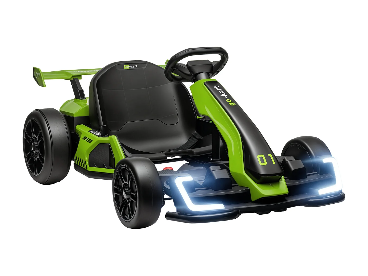 Go kart elettrico per bambini 6-12 anni con sedile regolabile verde