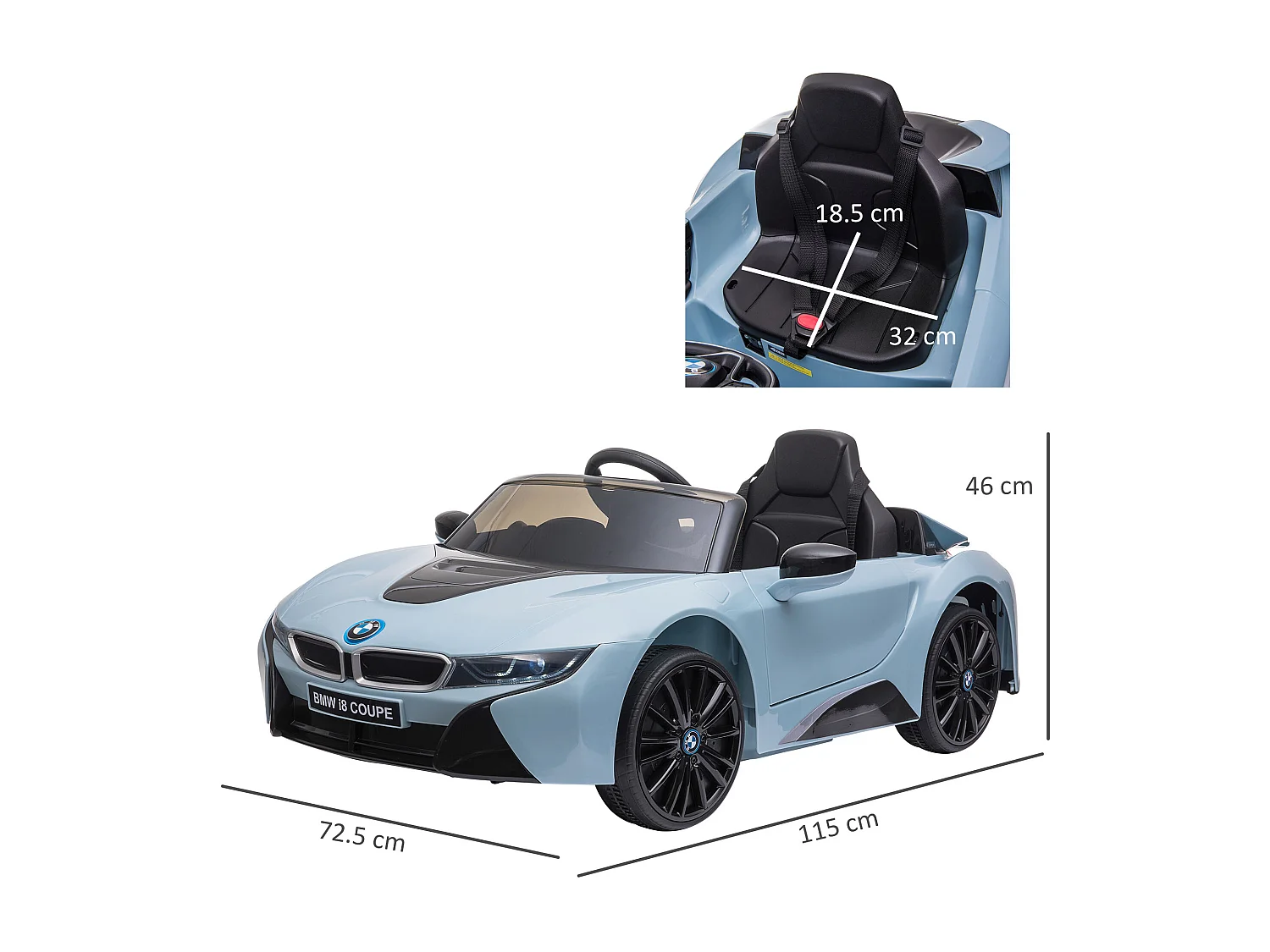 Macchina elettrica per bambini 3-8 anni licenza bmw e telecomando blu