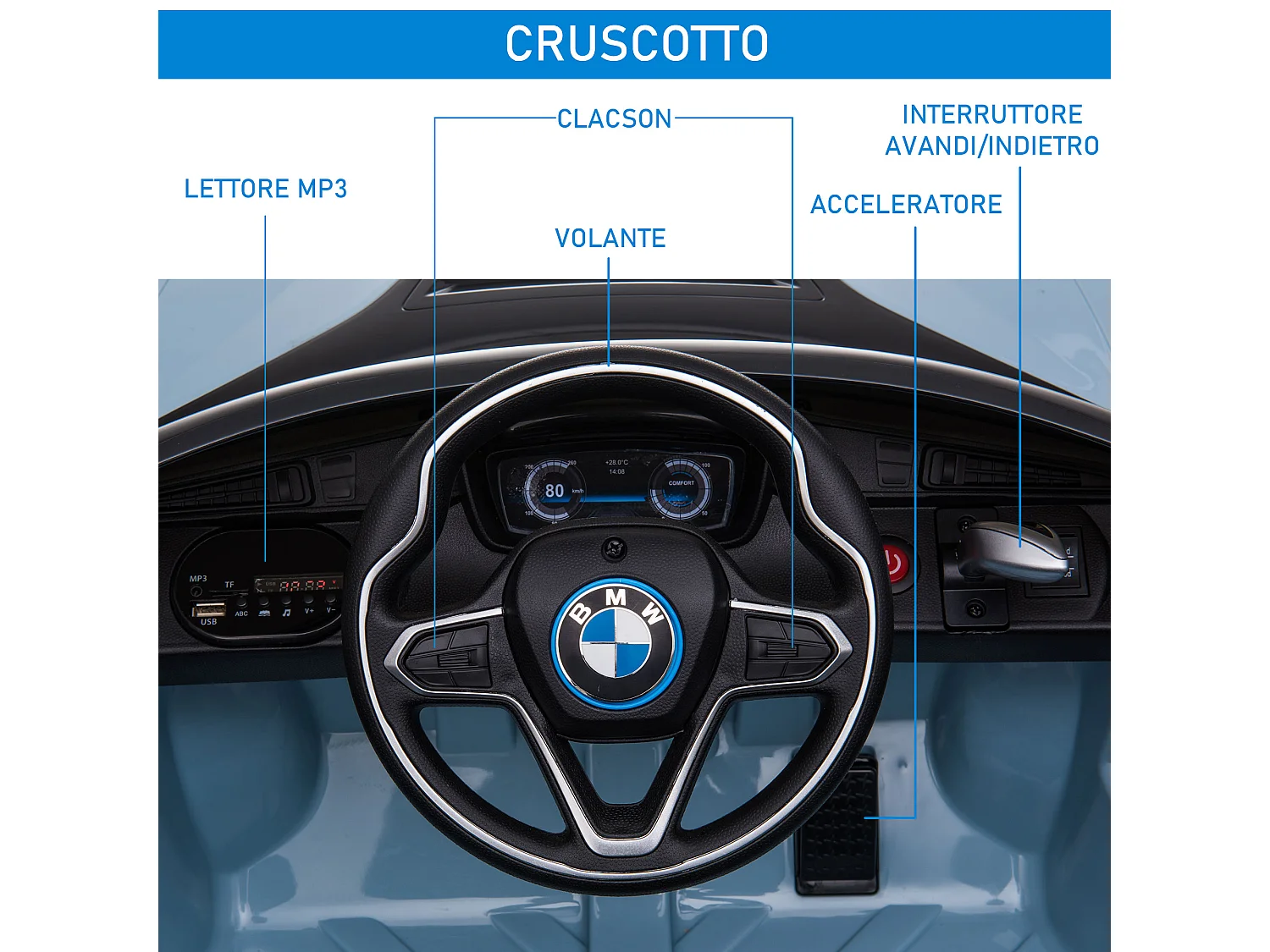 Macchina elettrica per bambini 3-8 anni licenza bmw e telecomando blu