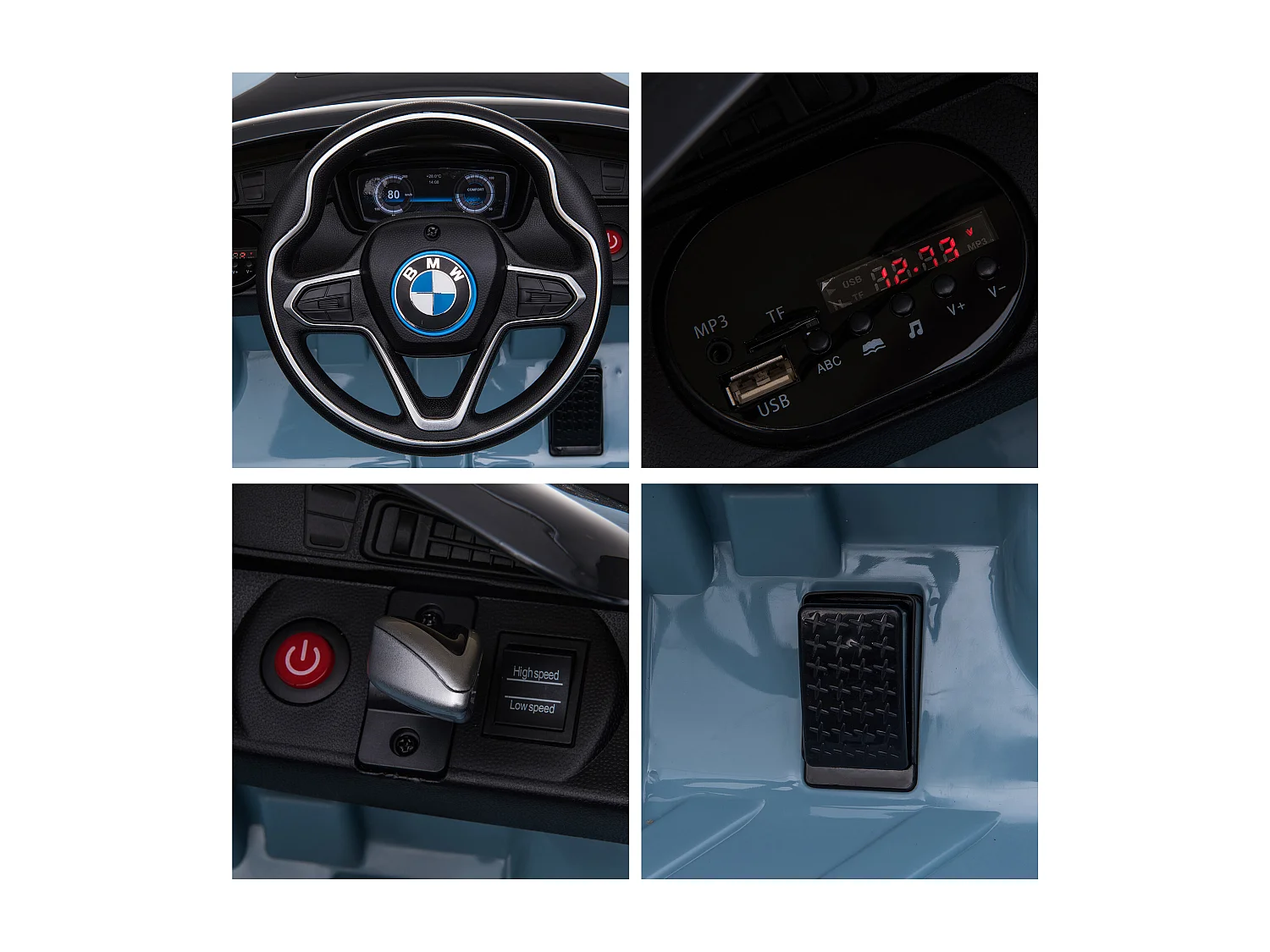 Macchina elettrica per bambini 3-8 anni licenza bmw e telecomando blu