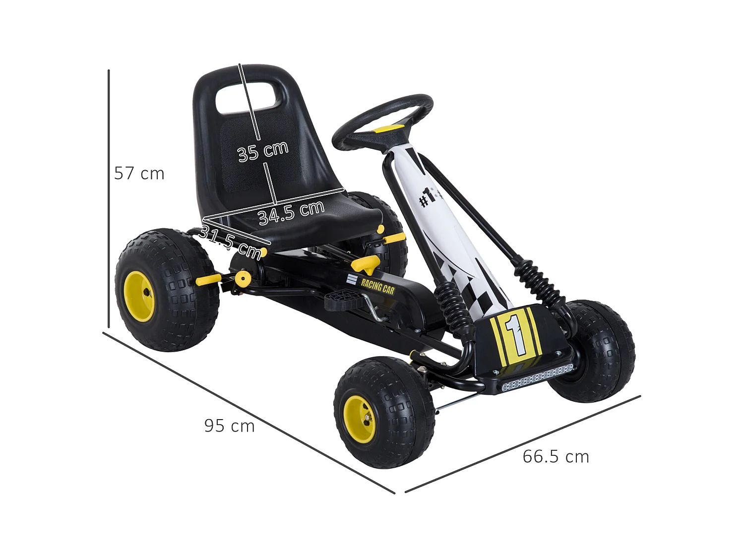 Go-kart a pedali per bambini con sedile regolabile e frizione