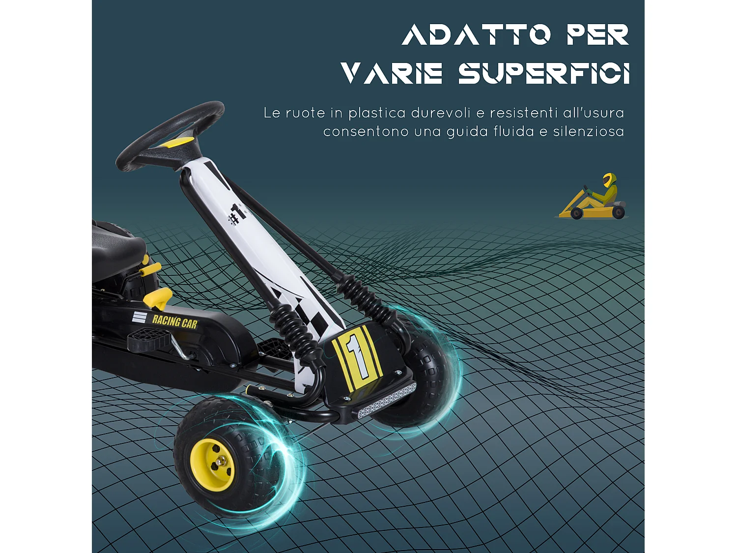 Go-kart a pedali per bambini con sedile regolabile e frizione