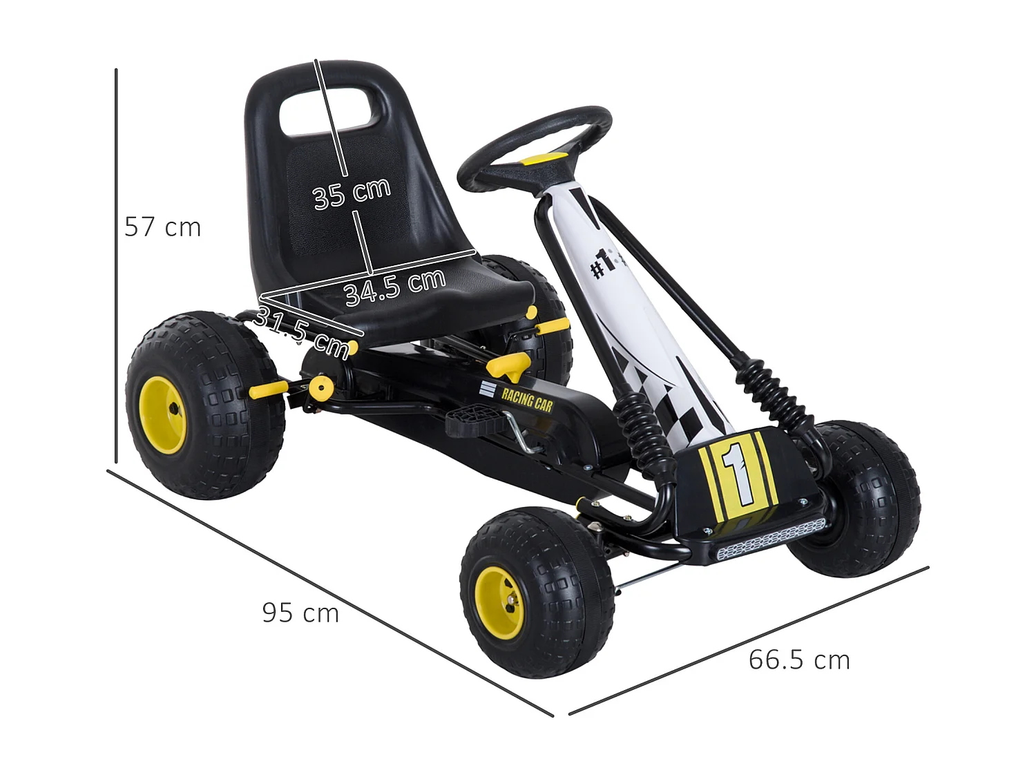 Go-kart a pedali per bambini con sedile regolabile e frizione