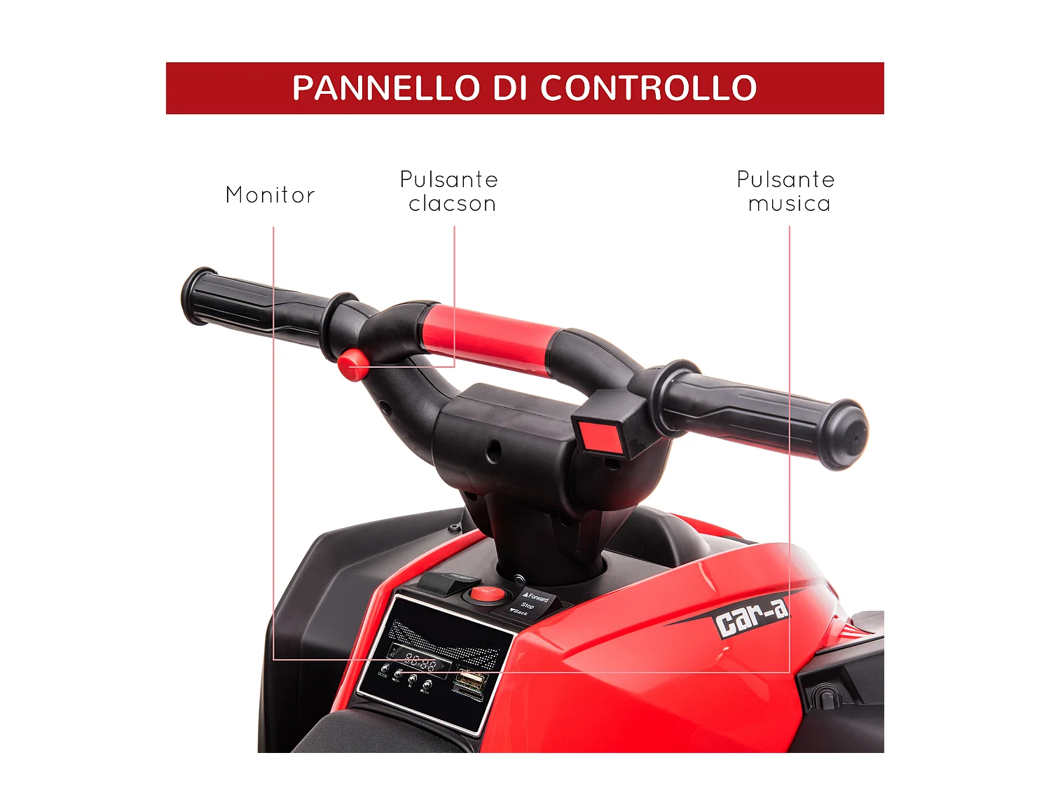 Quad per bambini elettrico 12v 2 velocità ruote con clacson fari