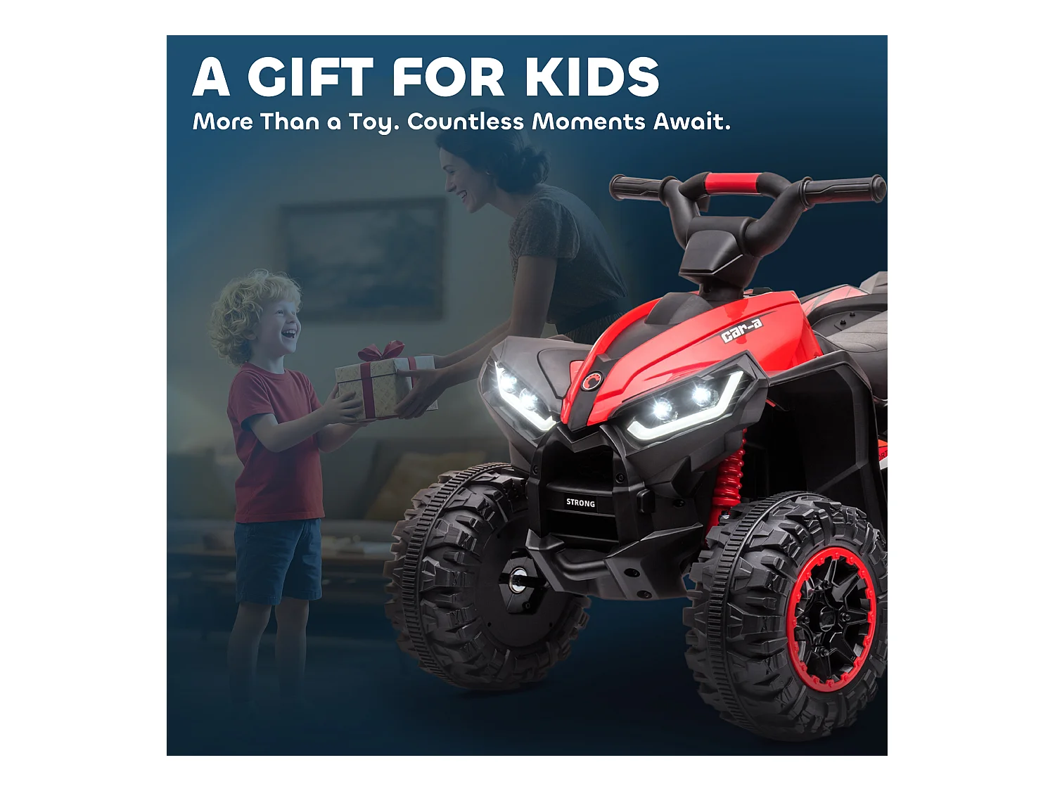 Quad per bambini elettrico 12v 2 velocità ruote con clacson fari