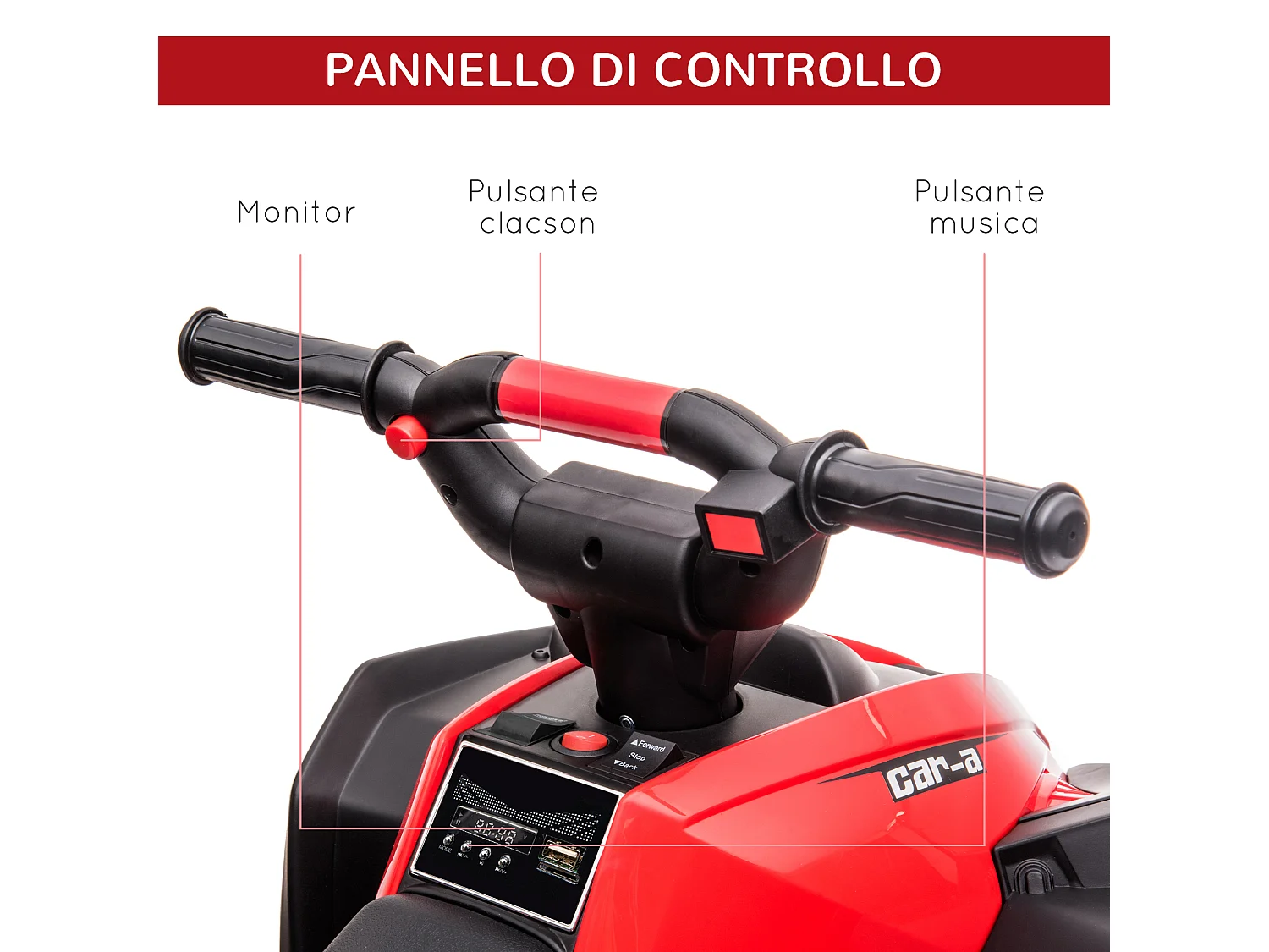 Quad per bambini elettrico 12v 2 velocità ruote con clacson fari