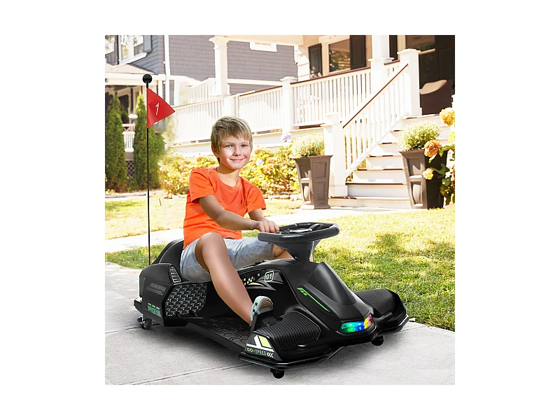 Go kart elettrico drift per bambini 8-12 anni velocità 3-8 km/h nero