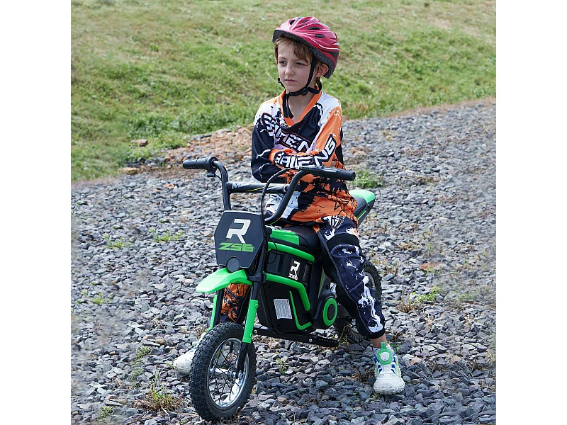 Moto elettrica per bambini 2 velocità 8-16km/h età 8-12 anni verde