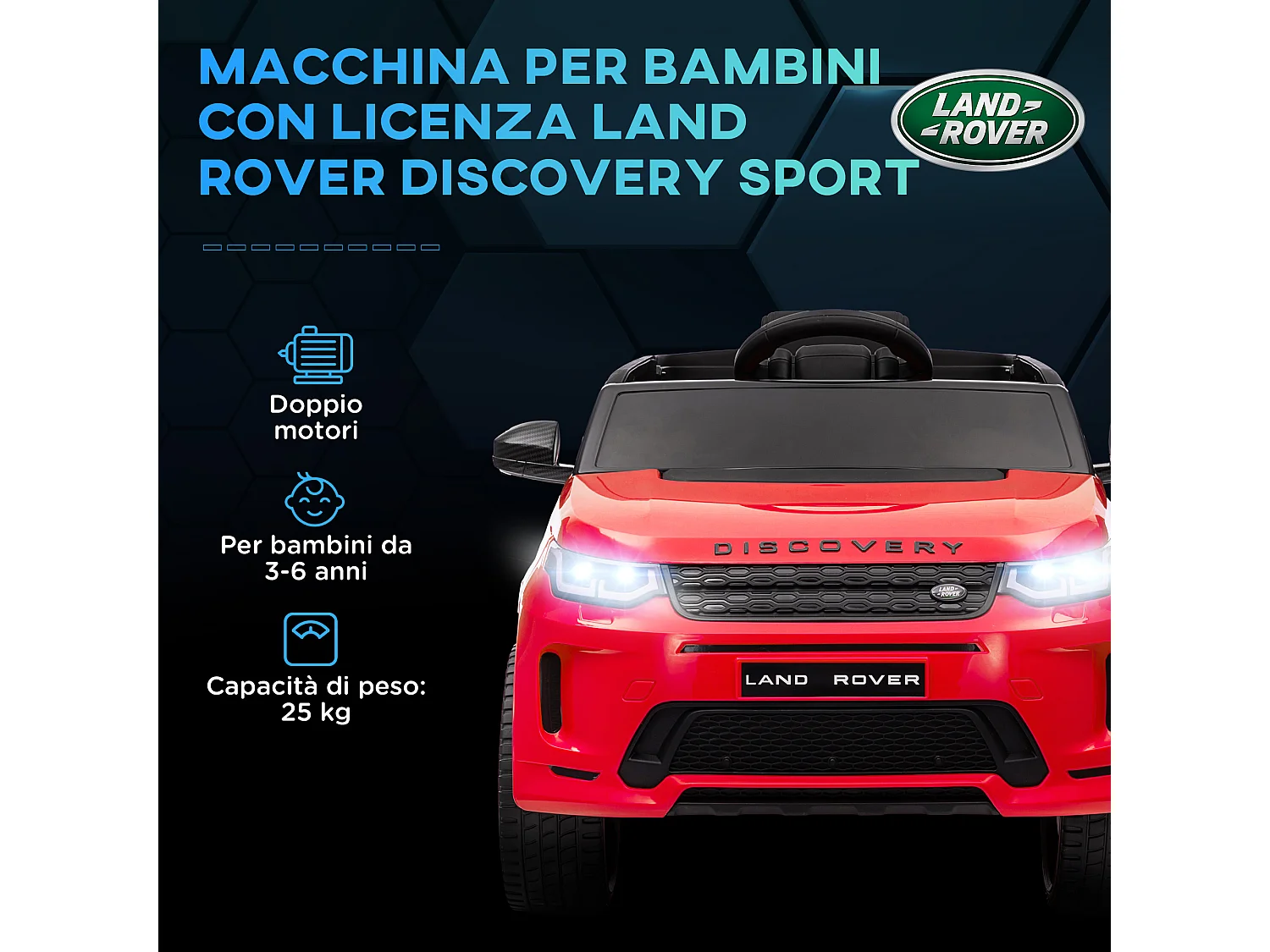 Macchina elettrica per bambini licenza land rover discovery rosso
