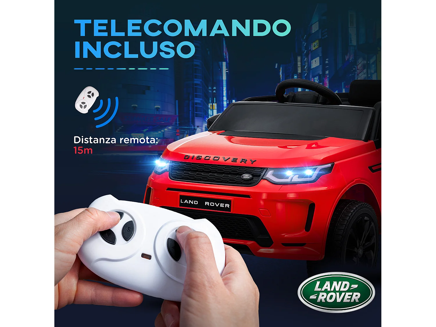 Macchina elettrica per bambini licenza land rover discovery rosso
