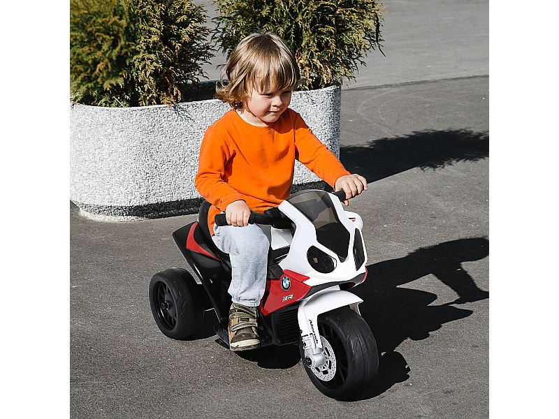Moto elettrica per bambini licenza bmw con 3 ruote bianco e rosso
