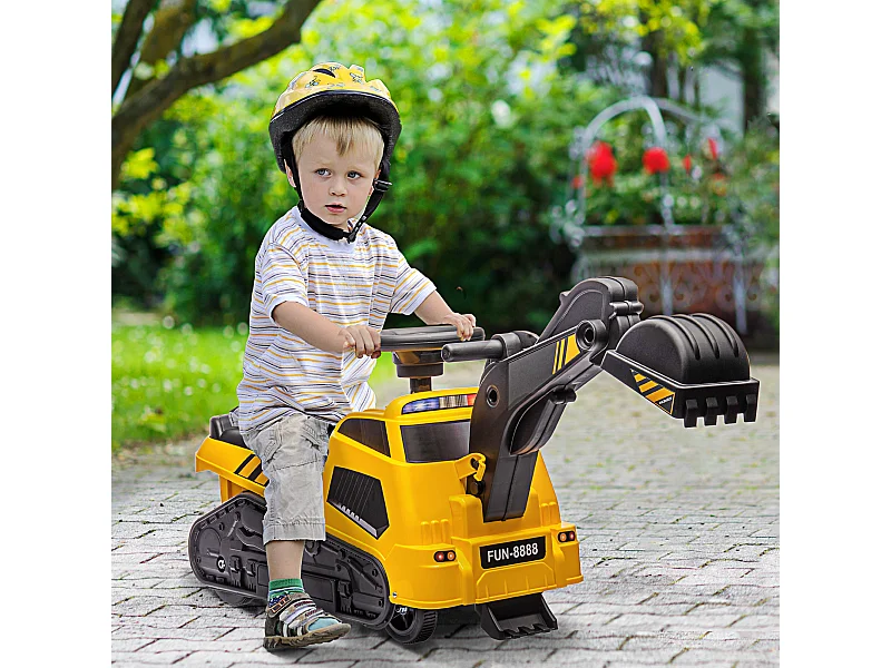 Ruspa giocattolo con volante e benna di scavo giallo e nero
