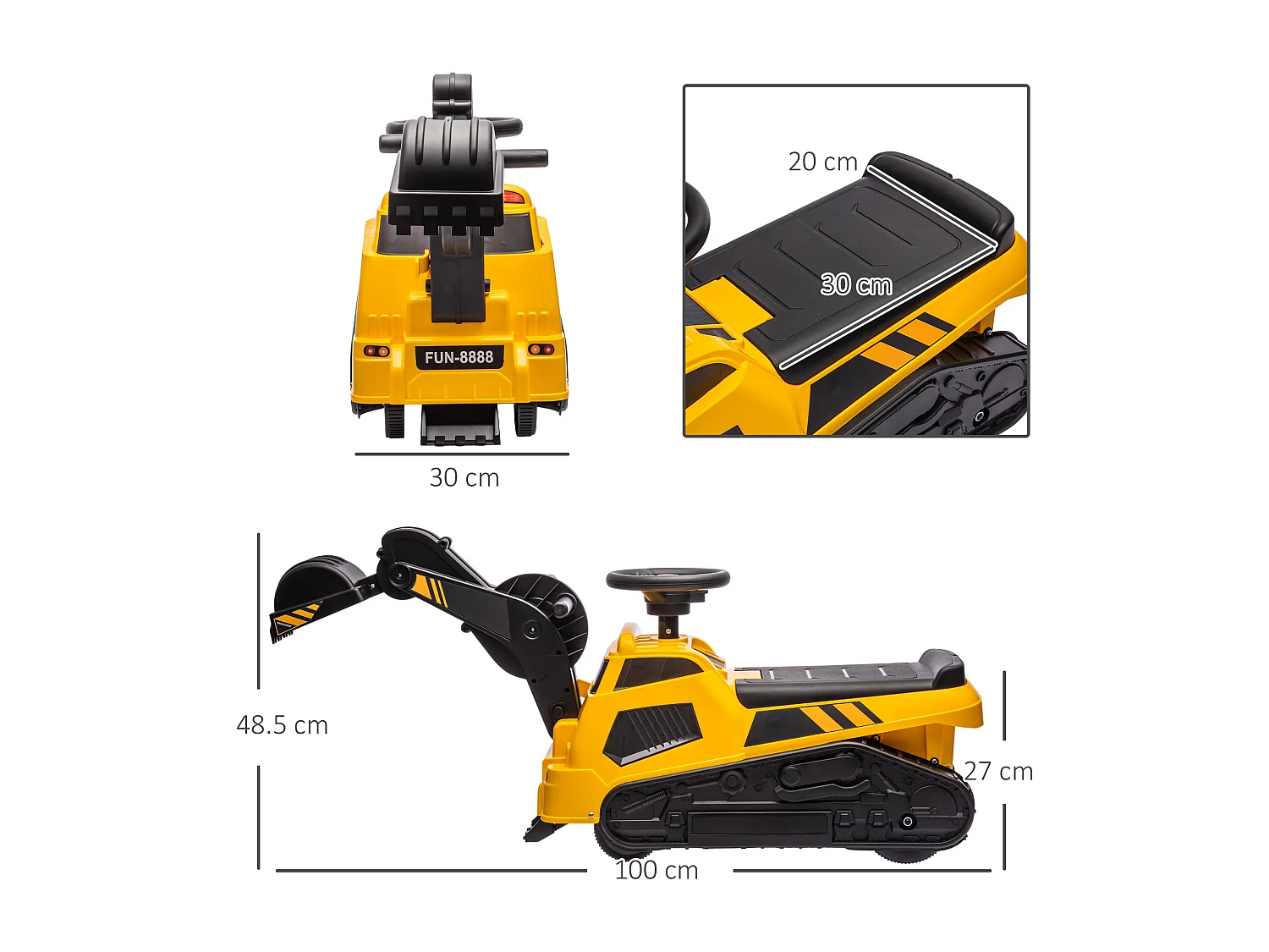 Ruspa giocattolo con volante e benna di scavo giallo e nero