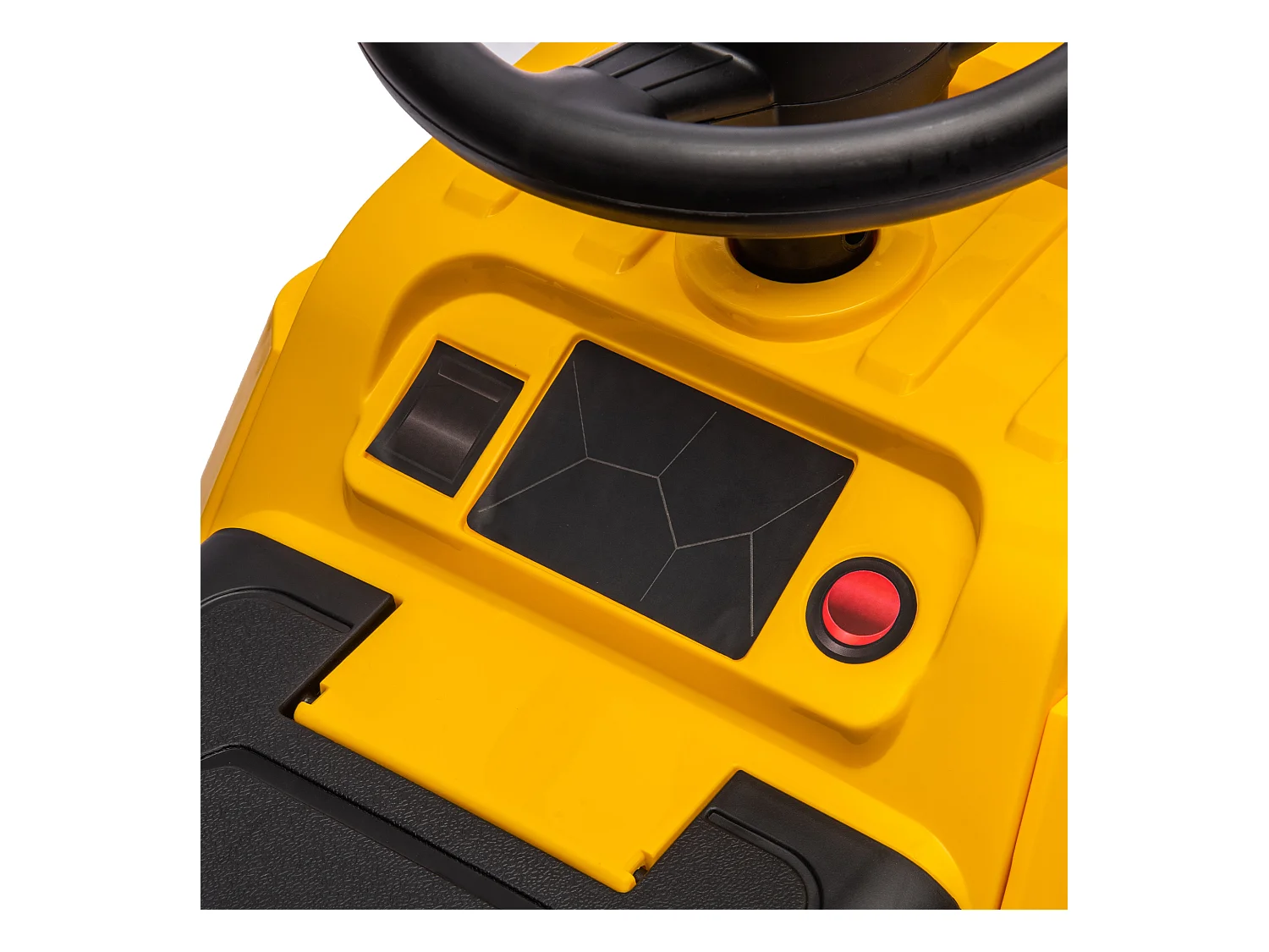 Ruspa giocattolo con volante e benna di scavo giallo e nero