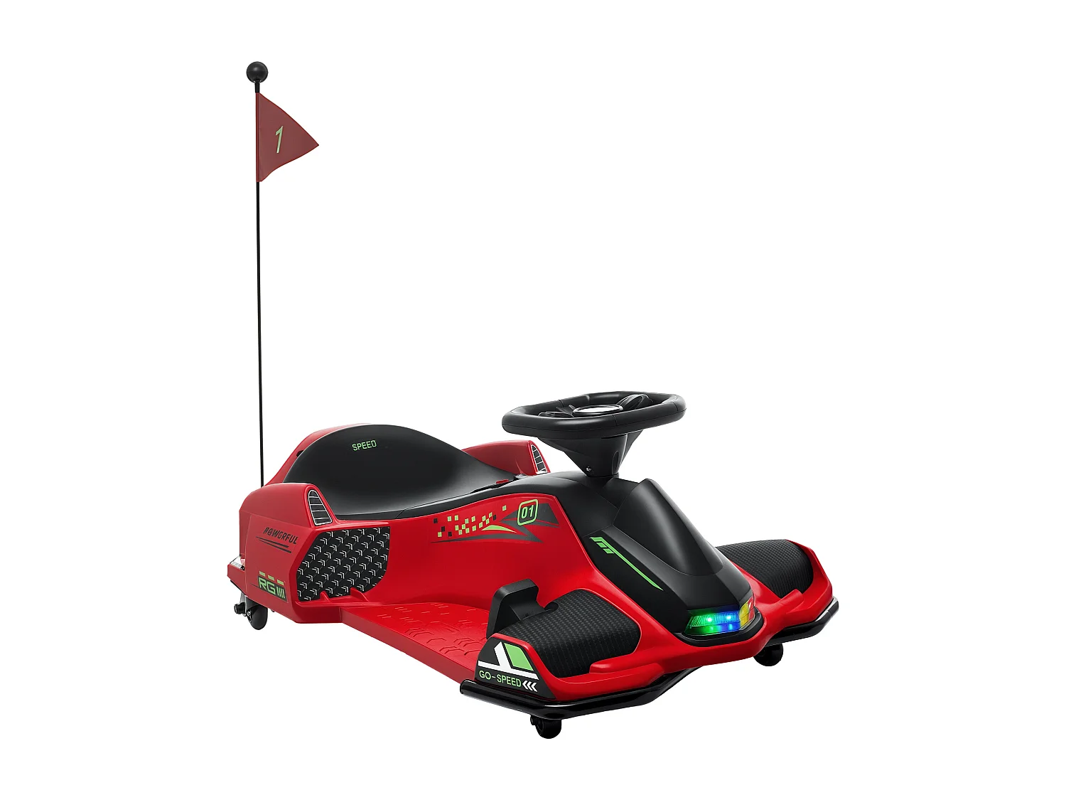 Go kart elettrico drift per bambini 8-12 anni velocità 3-8 km/h rosso