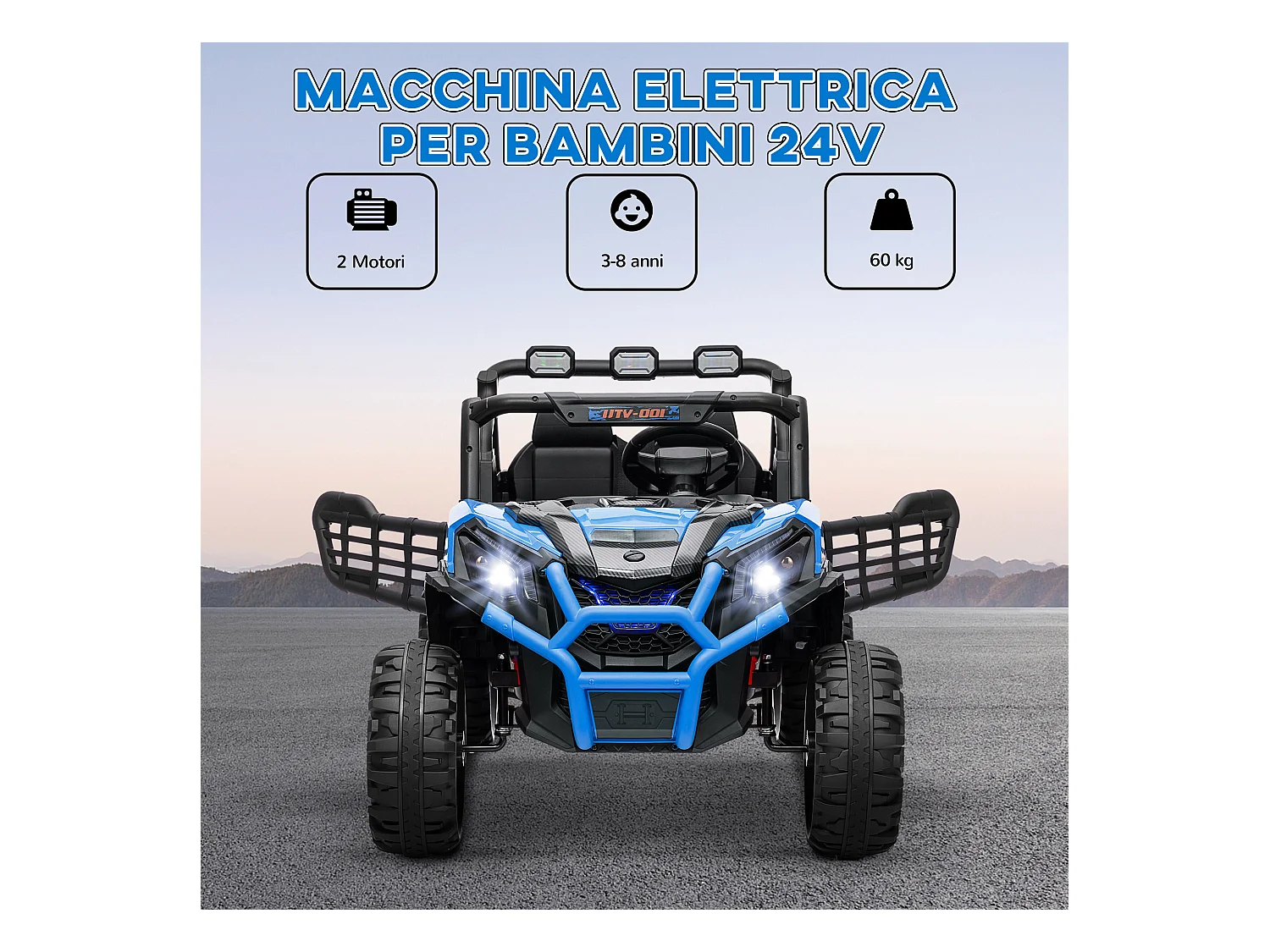 Macchina elettrica per bambini con telecomando e 3 velocità blu