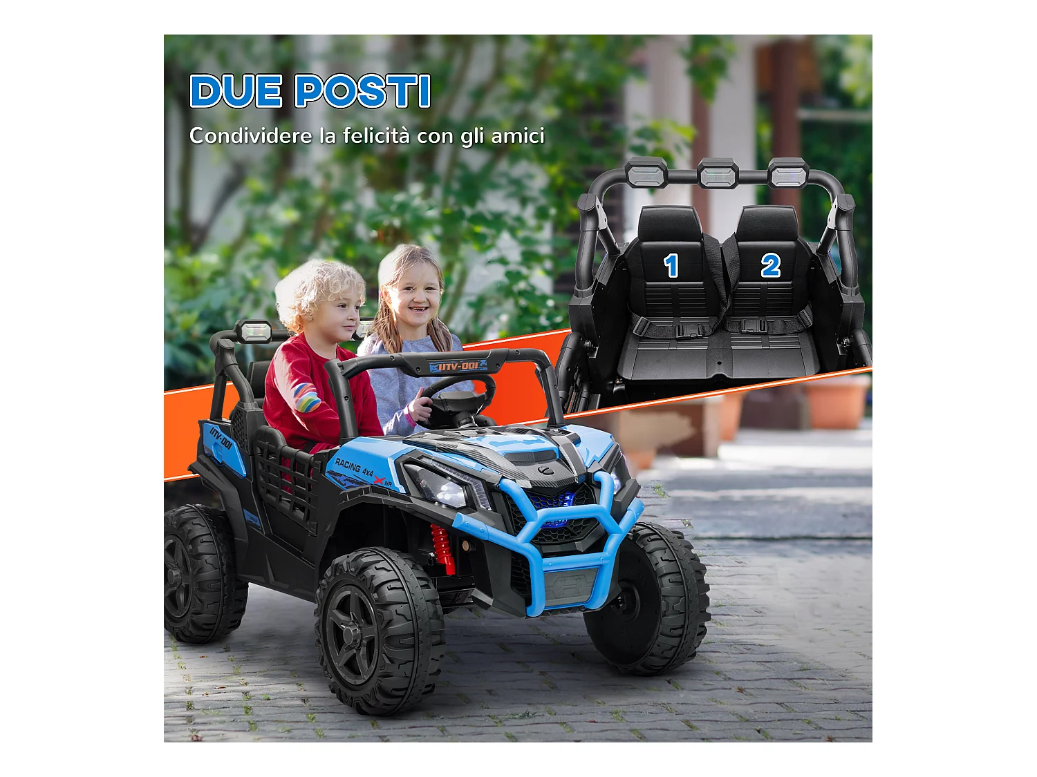 Macchina elettrica per bambini con telecomando e 3 velocità blu