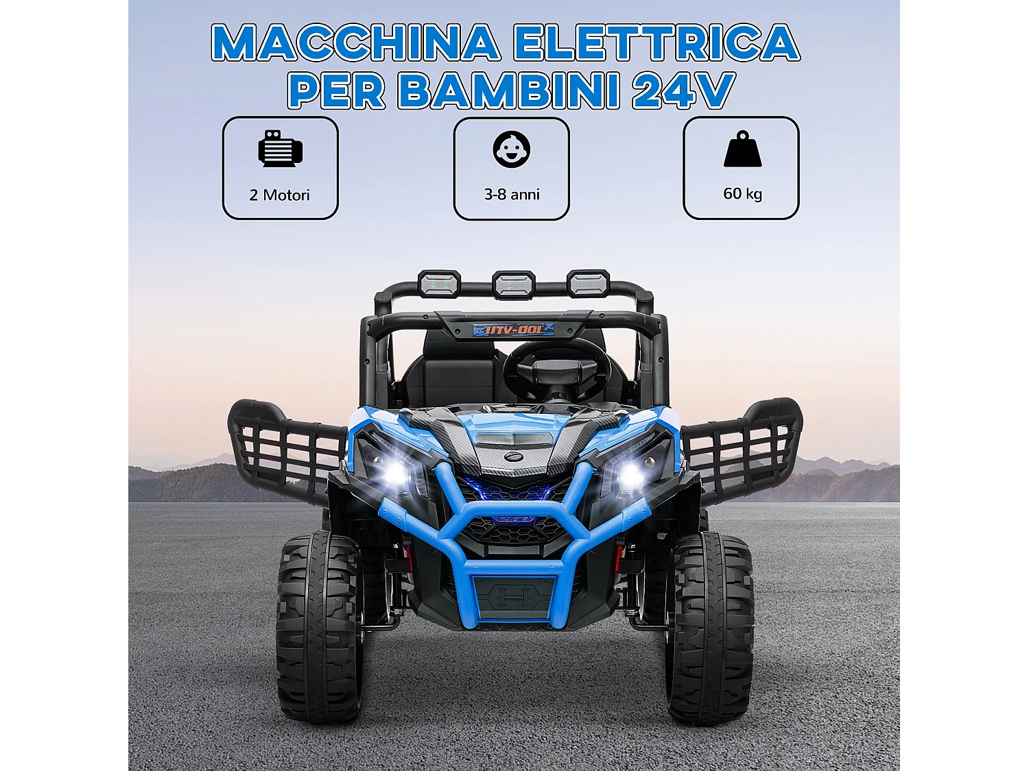 Macchina elettrica per bambini con telecomando e 3 velocità blu