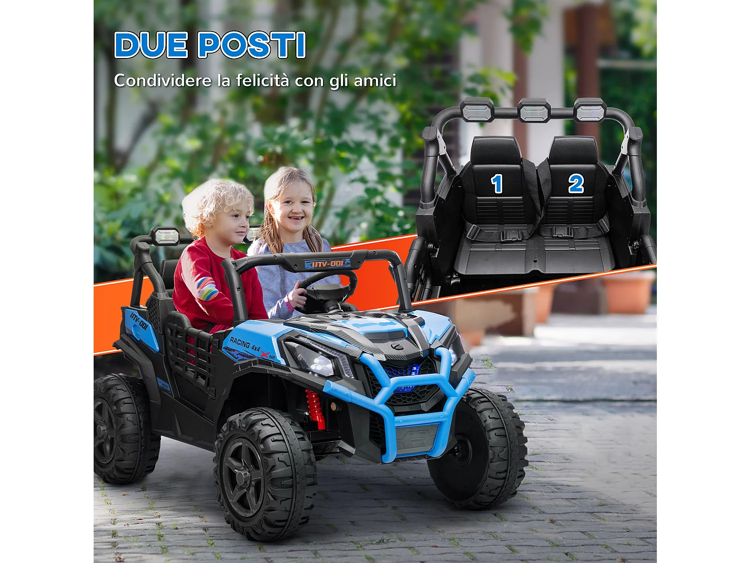 Macchina elettrica per bambini con telecomando e 3 velocità blu