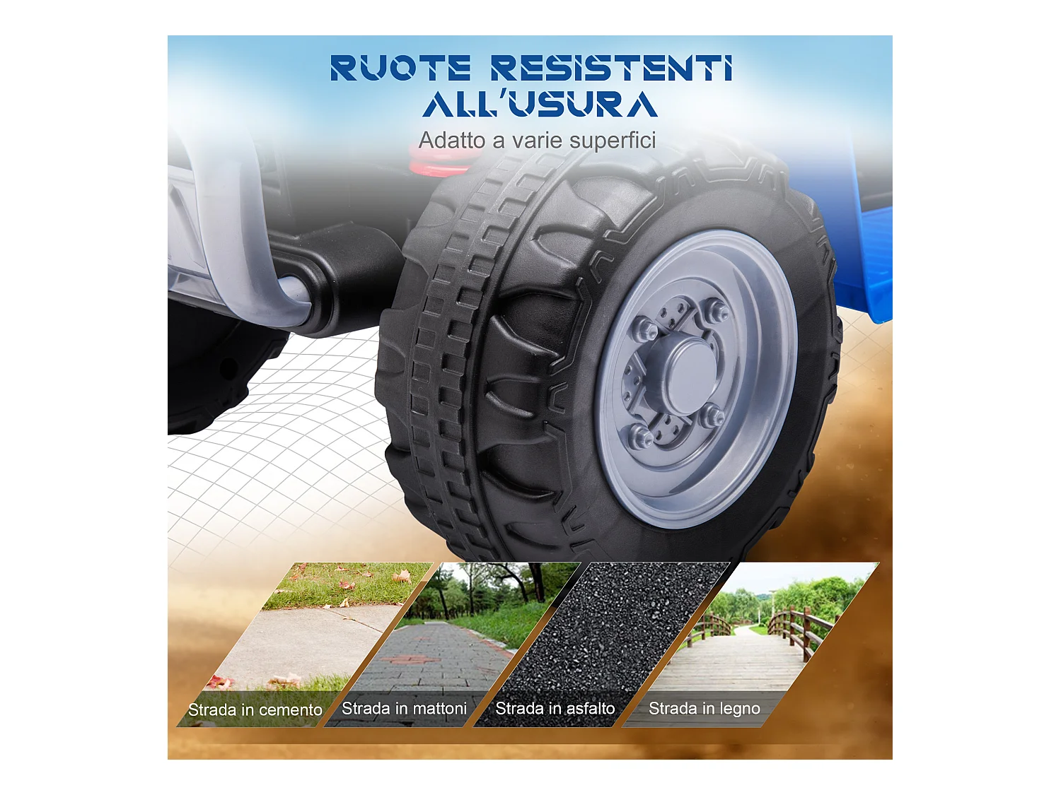 Quad elettrico per bambini 18-36 mesi velocità max 2.8km/h blu