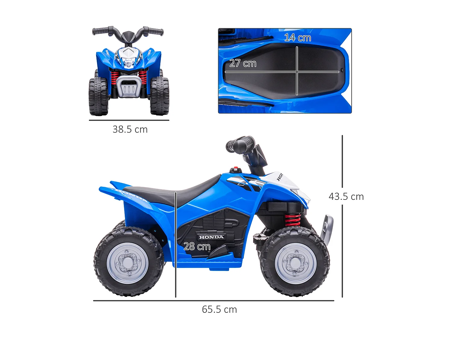 Quad elettrico per bambini 18-36 mesi velocità max 2.8km/h blu