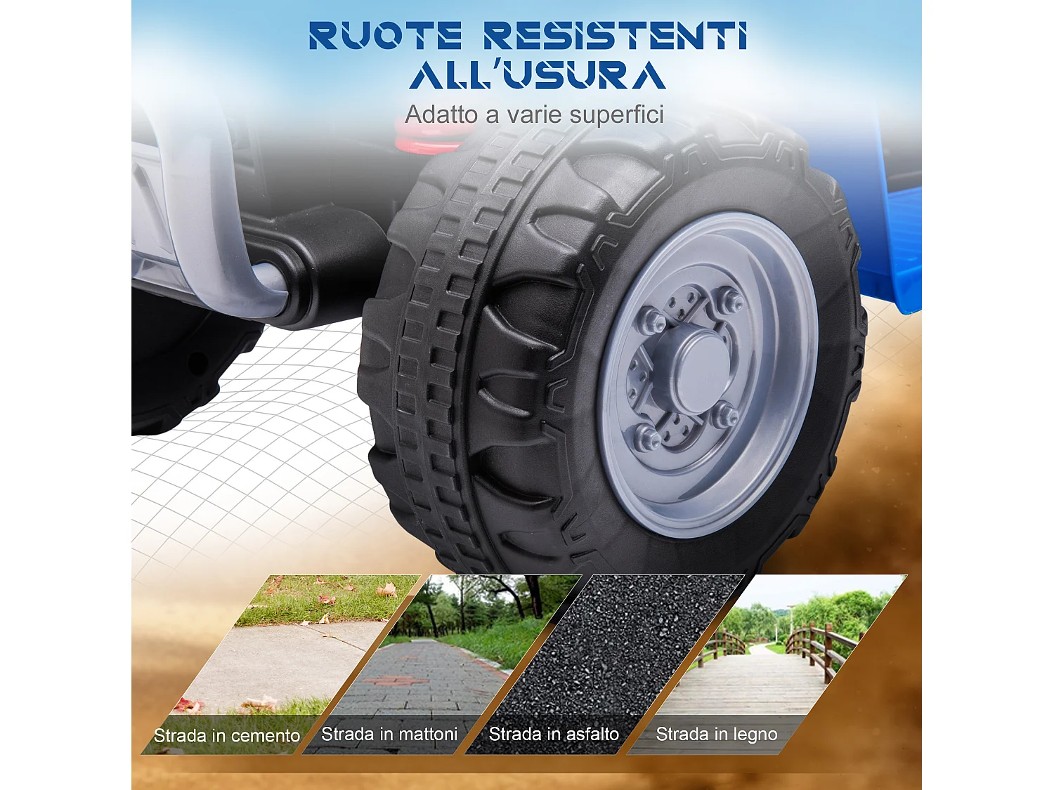 Quad elettrico per bambini 18-36 mesi velocità max 2.8km/h blu