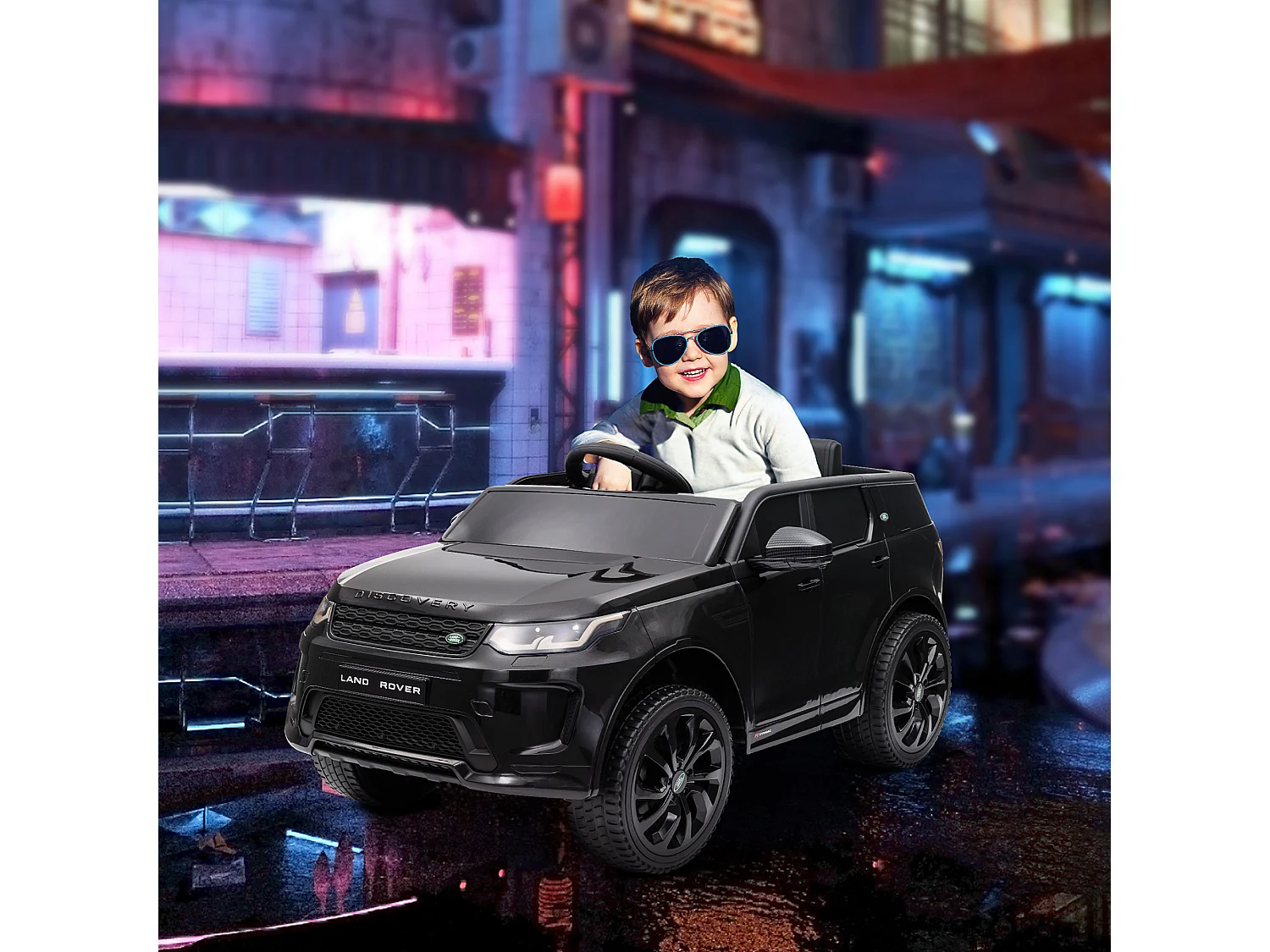 Macchina elettrica per bambini licenza land rover discovery nero