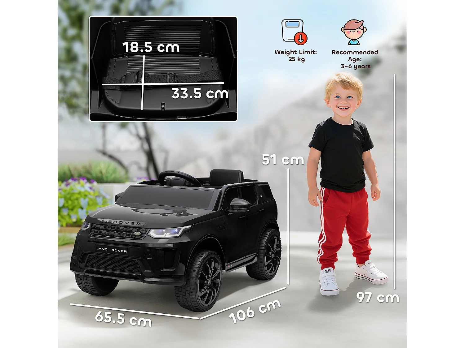 Macchina elettrica per bambini licenza land rover discovery nero