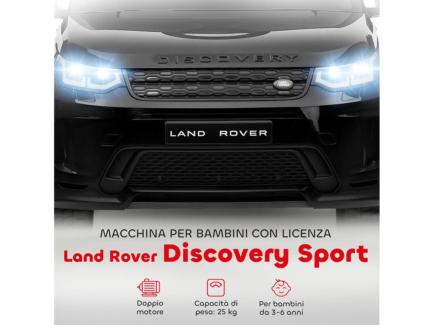 Macchina elettrica per bambini licenza land rover discovery nero