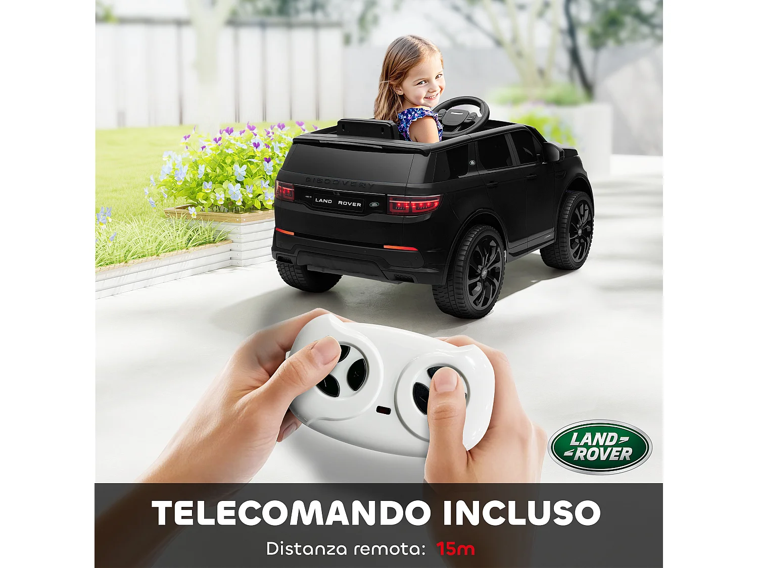 Macchina elettrica per bambini licenza land rover discovery nero