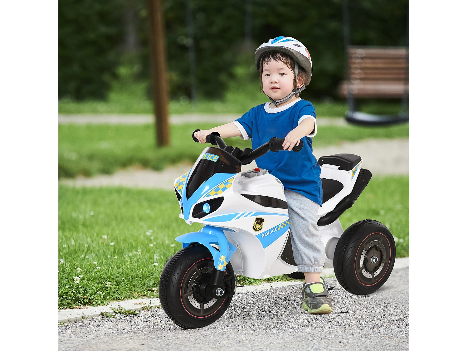 Moto giocattolo a 3 ruote per bambini 18-36 mesi stile polizia