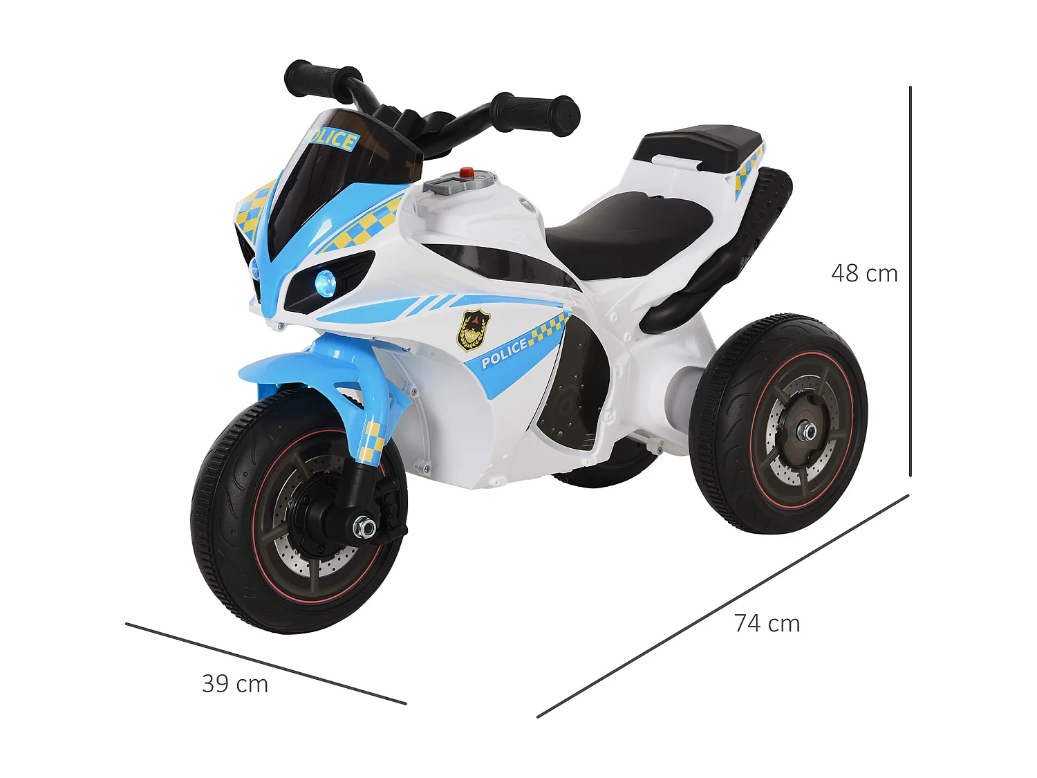 Moto giocattolo a 3 ruote per bambini 18-36 mesi stile polizia