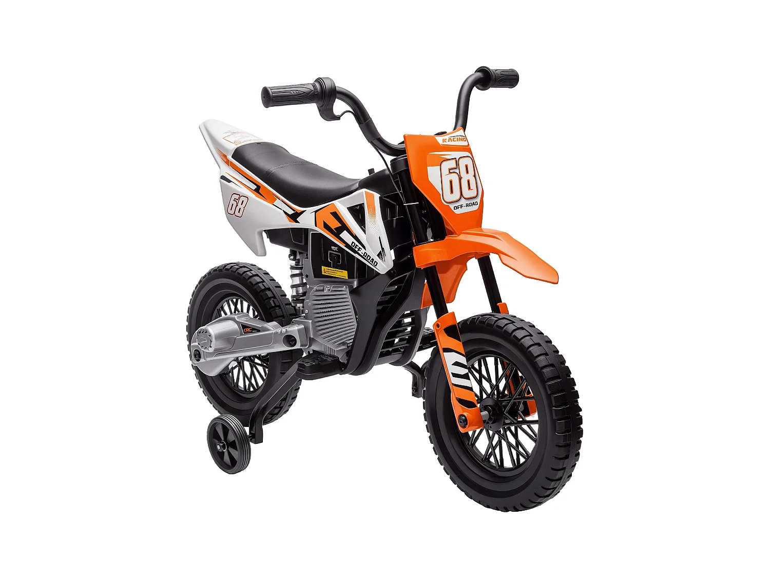 Moto elettrica per bambini con rotelle rimovibili e suoni arancione