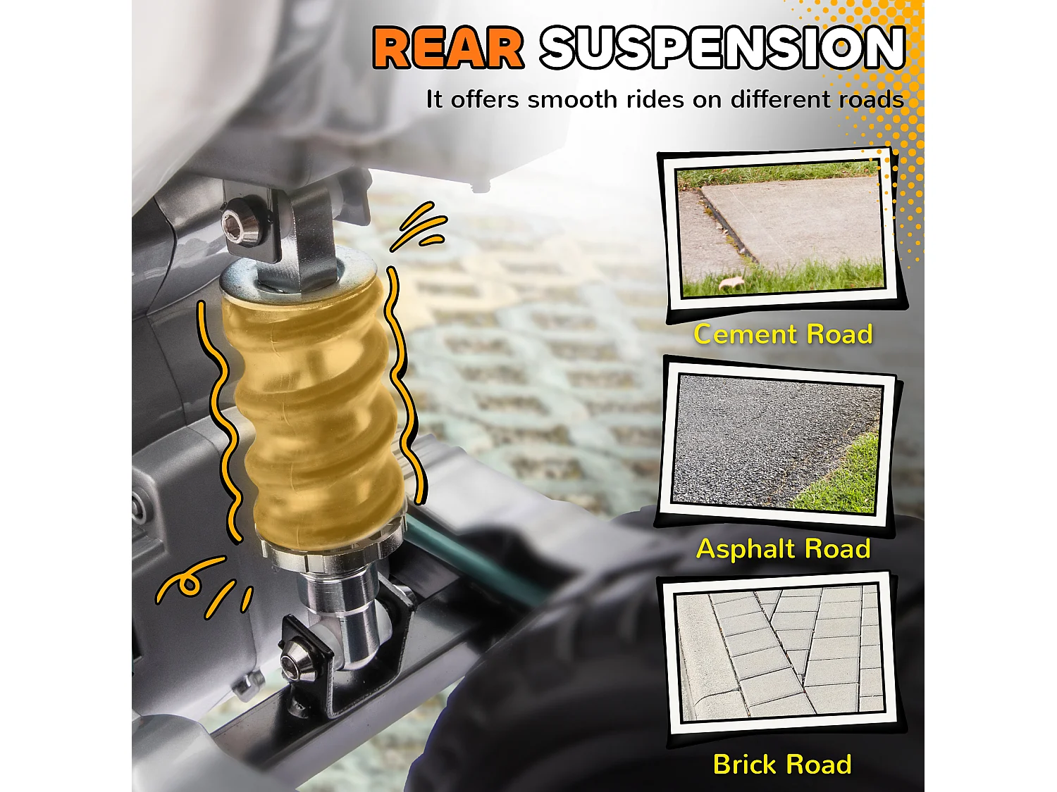 Moto elettrica per bambini con rotelle rimovibili e suoni arancione