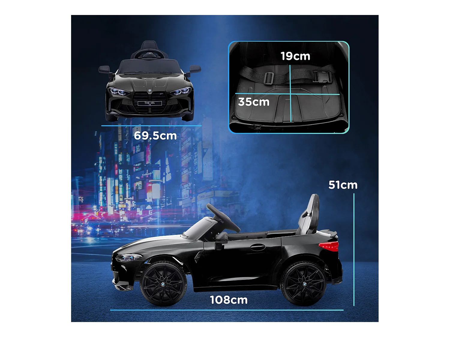 Macchina elettrica per bambini a licenza bmw m4 in pp e metallo nera