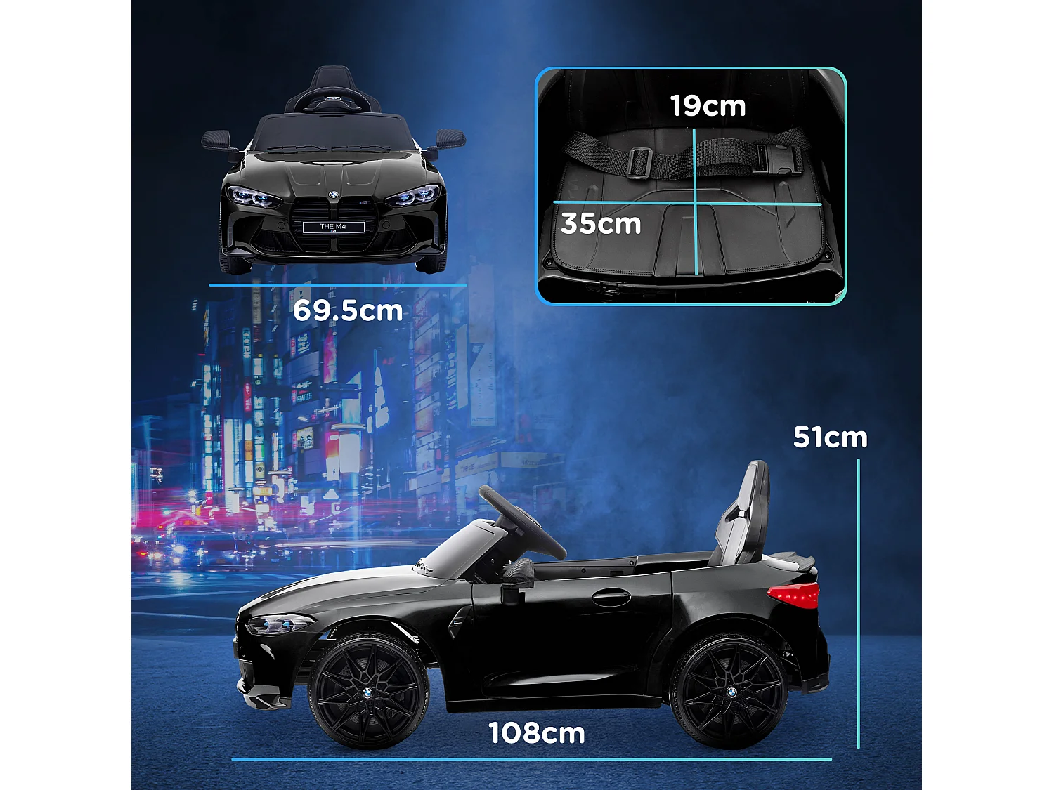 Macchina elettrica per bambini a licenza bmw m4 in pp e metallo nera