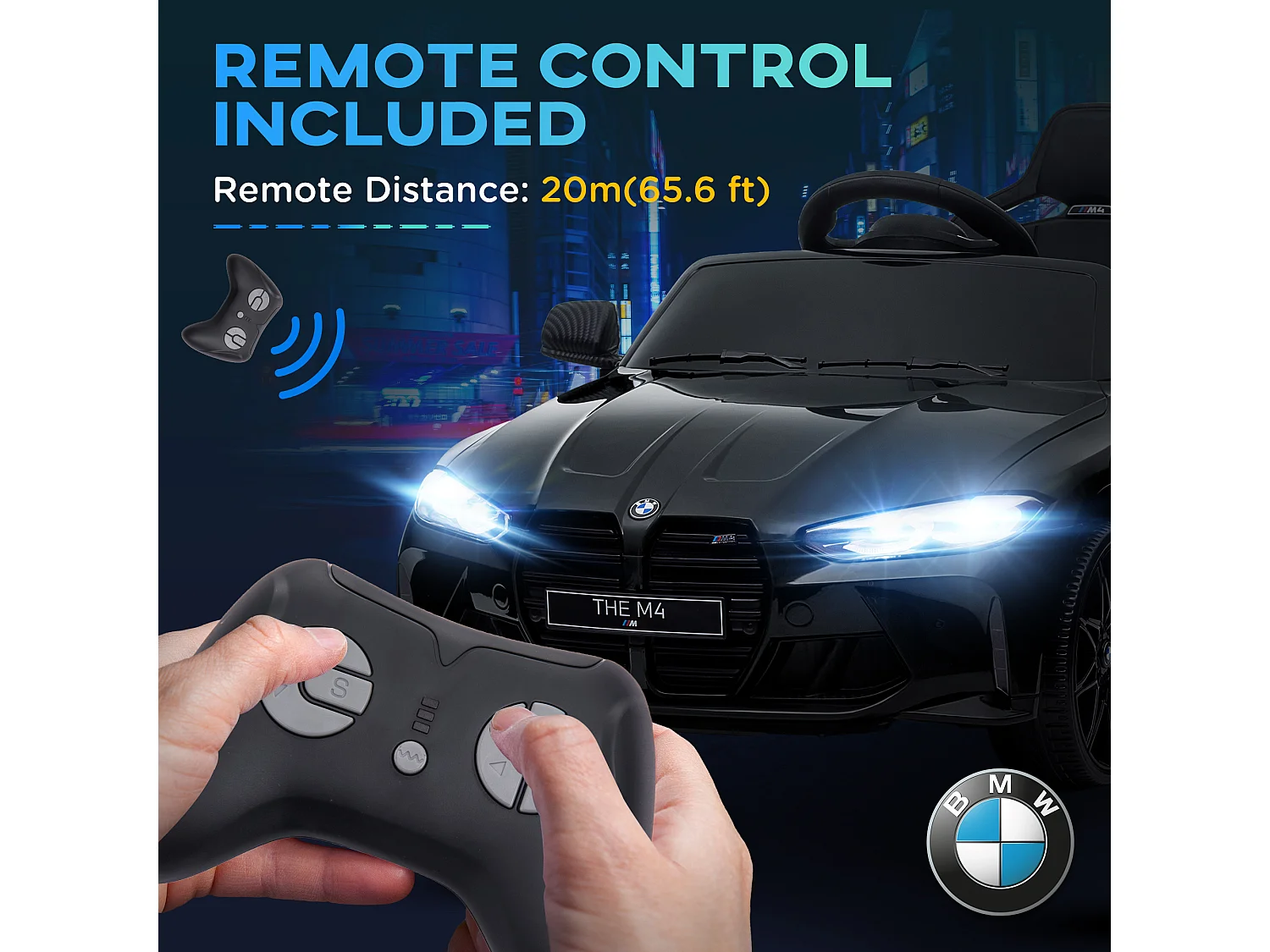 Macchina elettrica per bambini a licenza bmw m4 in pp e metallo nera