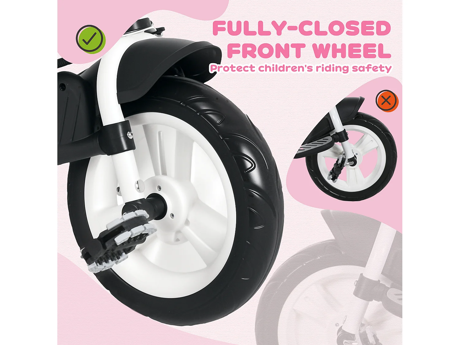 Triciclo per bambini 1-5 anni con maniglione e tettuccio regolabile