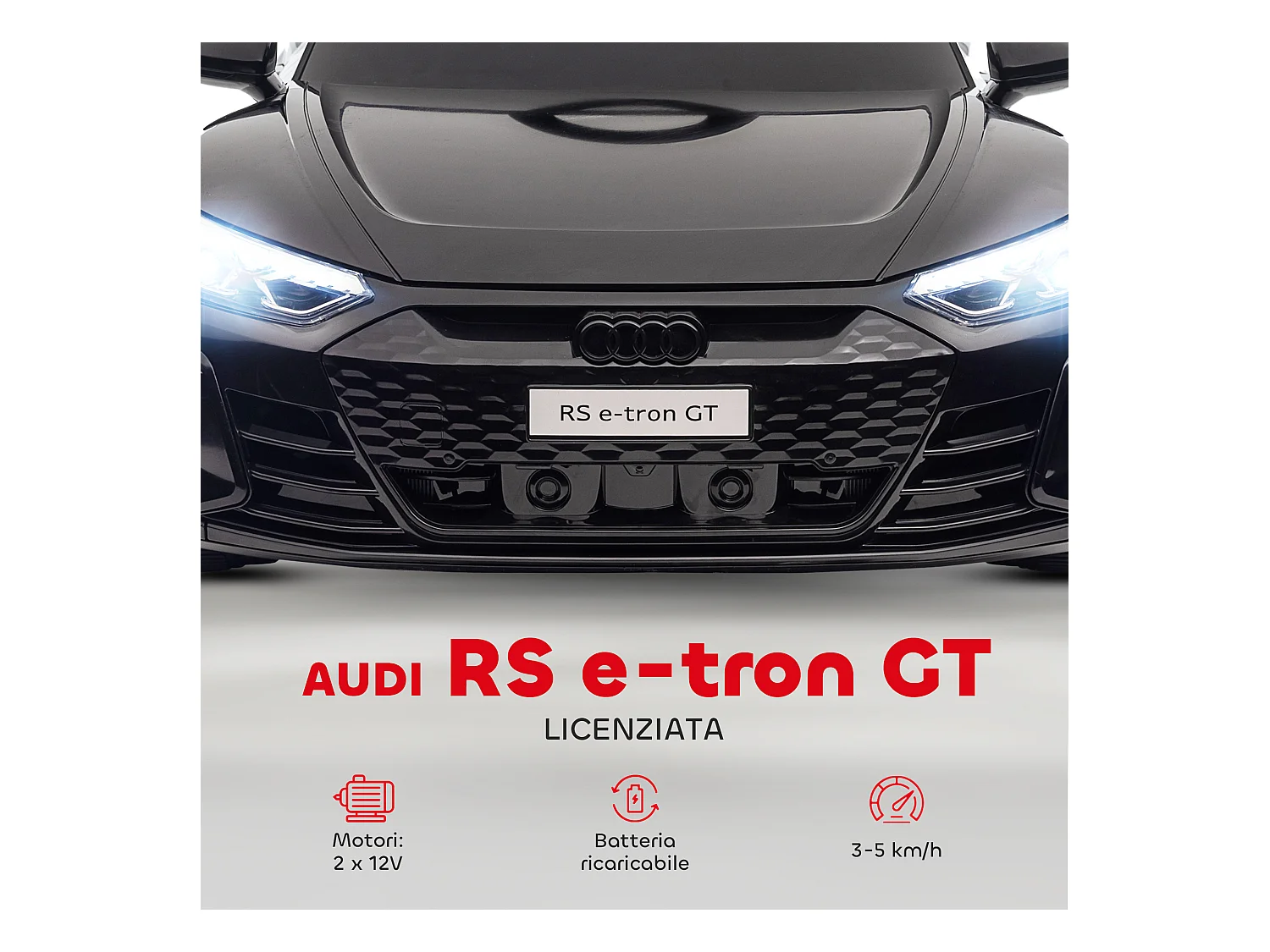Macchina elettrica per bambini fino 5 anni con licenza audi nera