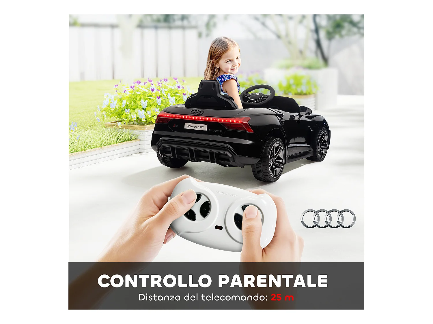 Macchina elettrica per bambini fino 5 anni con licenza audi nera