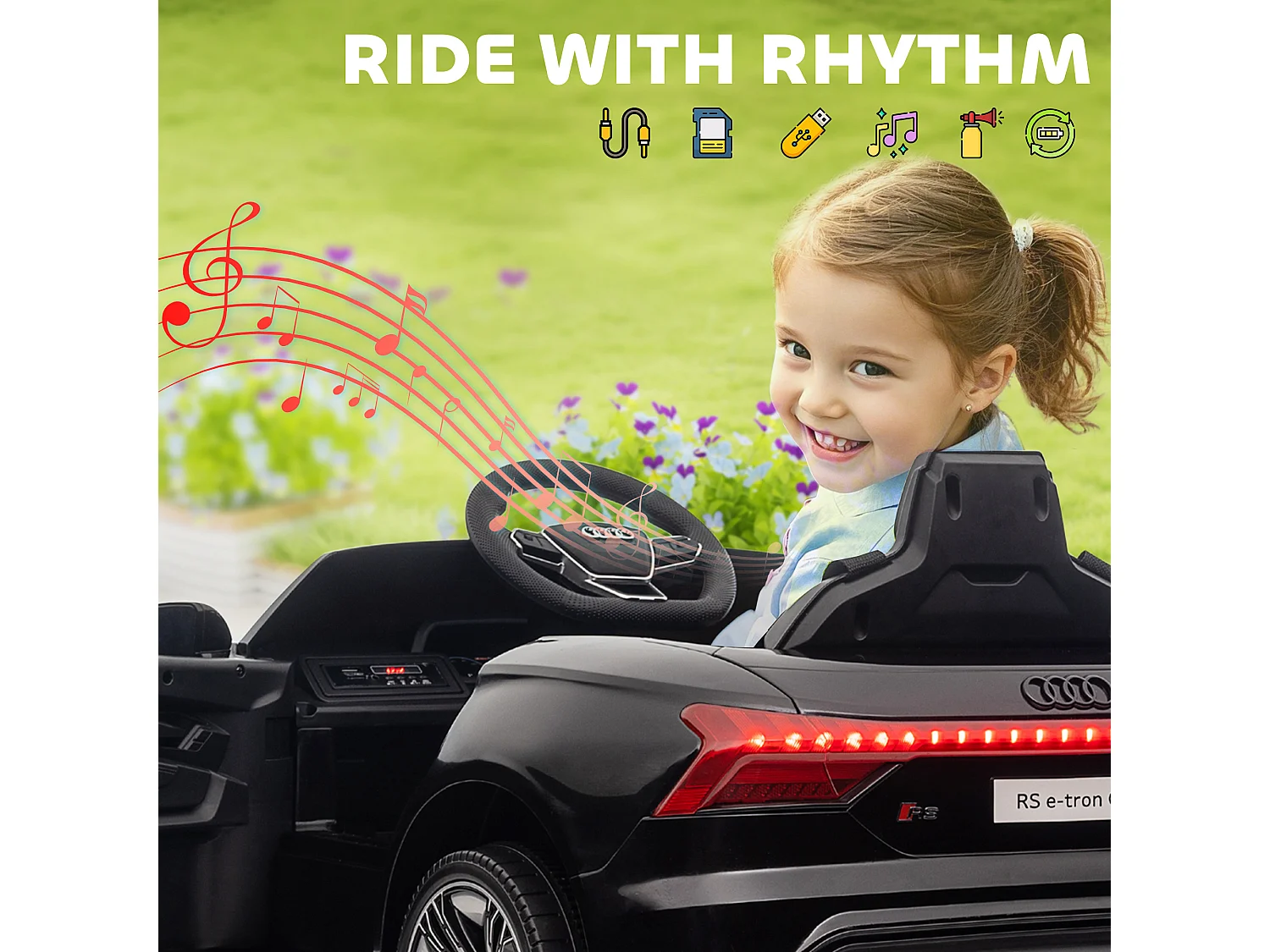 Macchina elettrica per bambini fino 5 anni con licenza audi nera