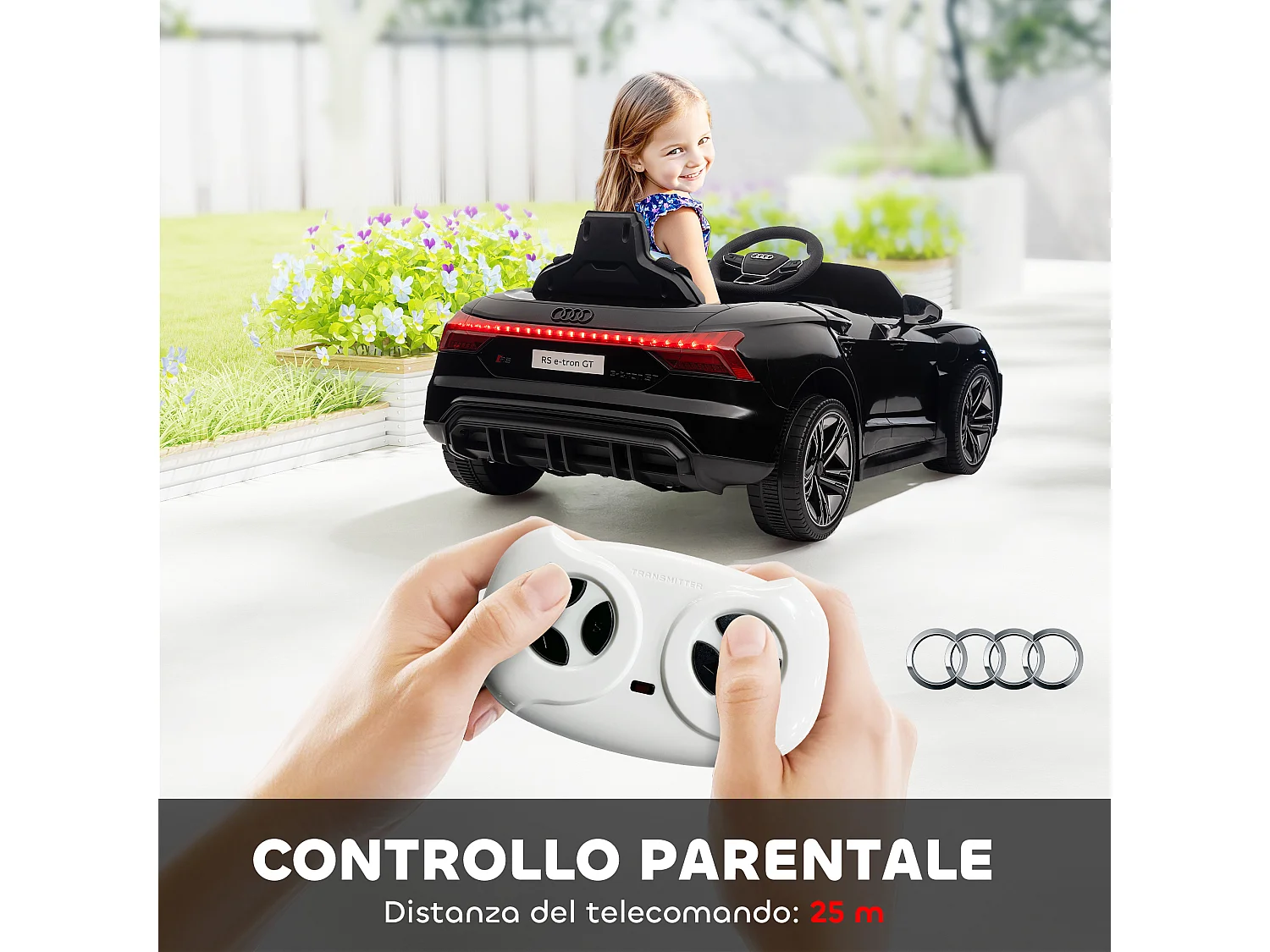 Macchina elettrica per bambini fino 5 anni con licenza audi nera