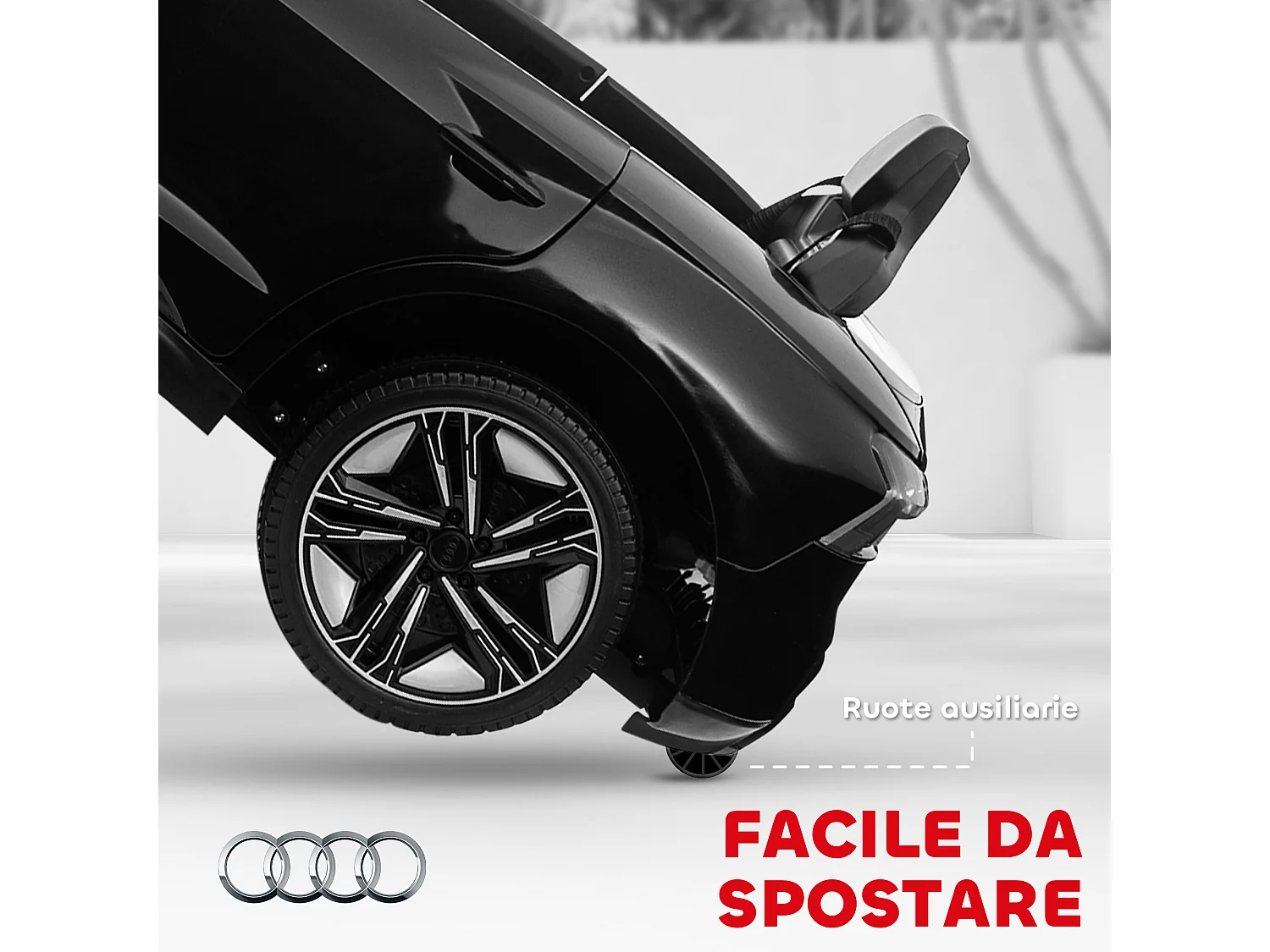 Macchina elettrica per bambini fino 5 anni con licenza audi nera