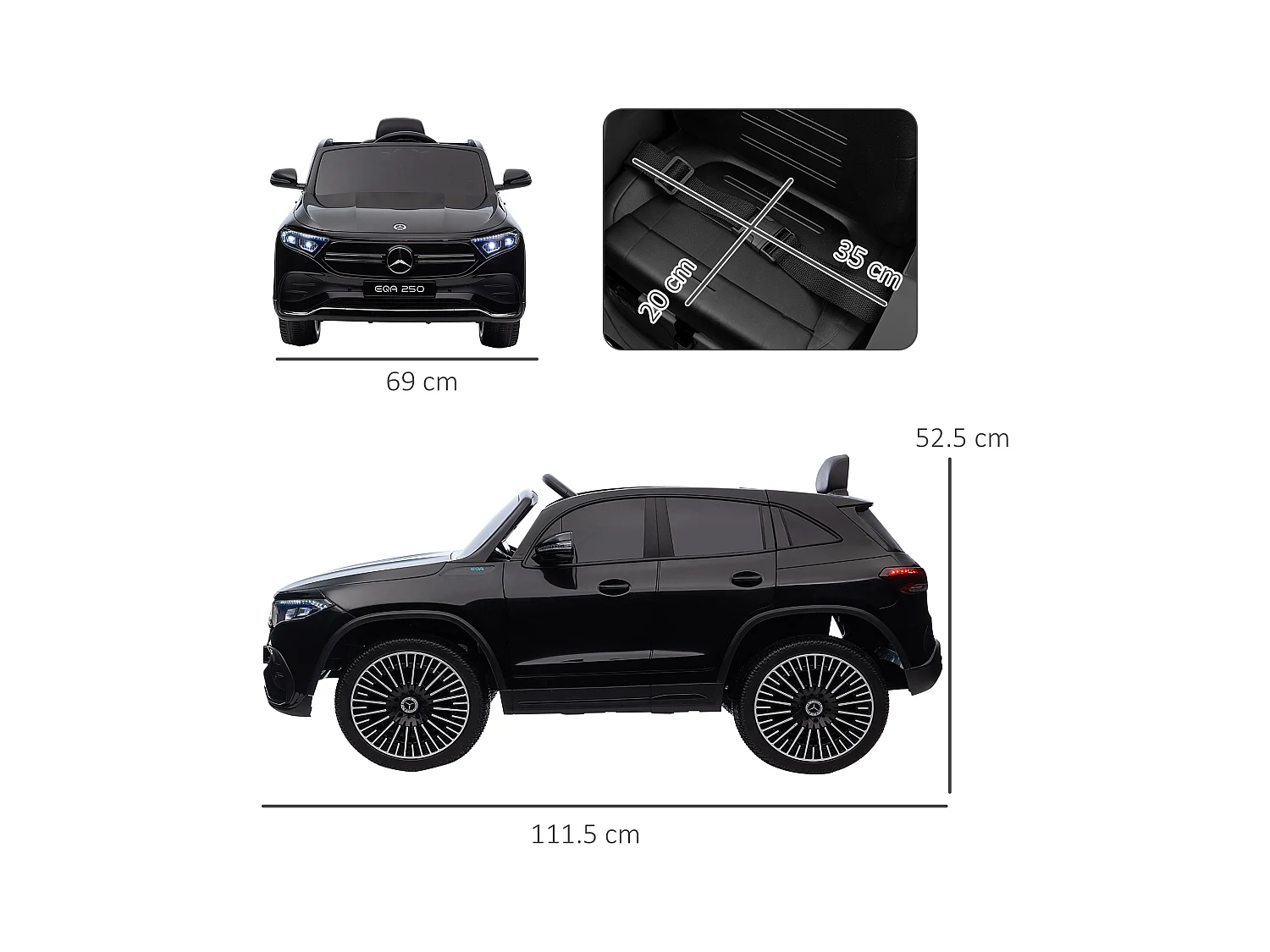 Macchina elettrica per bambini con licenza mercedes benz eqa nero