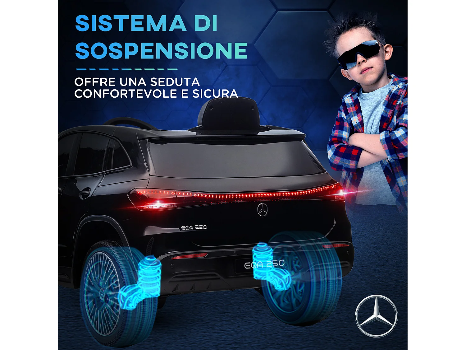 Macchina elettrica per bambini con licenza mercedes benz eqa nero