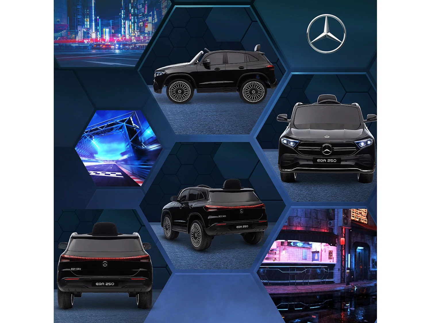 Macchina elettrica per bambini con licenza mercedes benz eqa nero