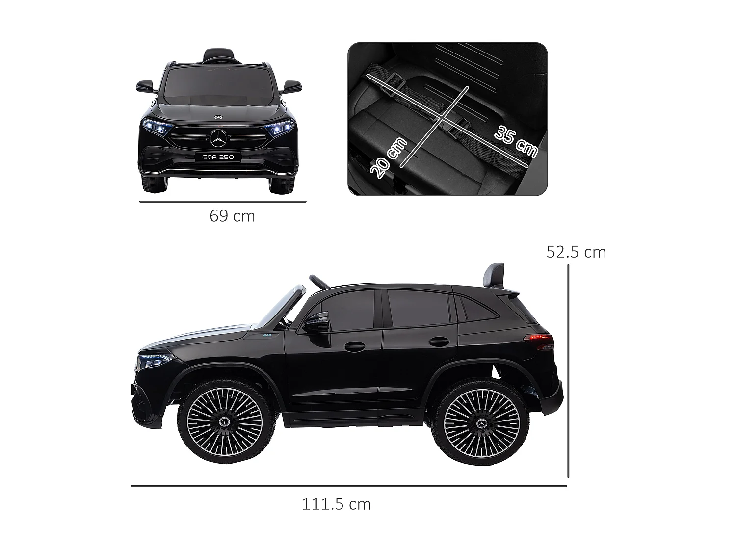 Macchina elettrica per bambini con licenza mercedes benz eqa nero