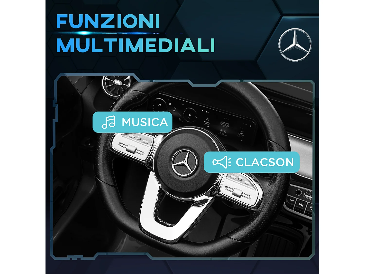 Macchina elettrica per bambini con licenza mercedes benz eqa nero